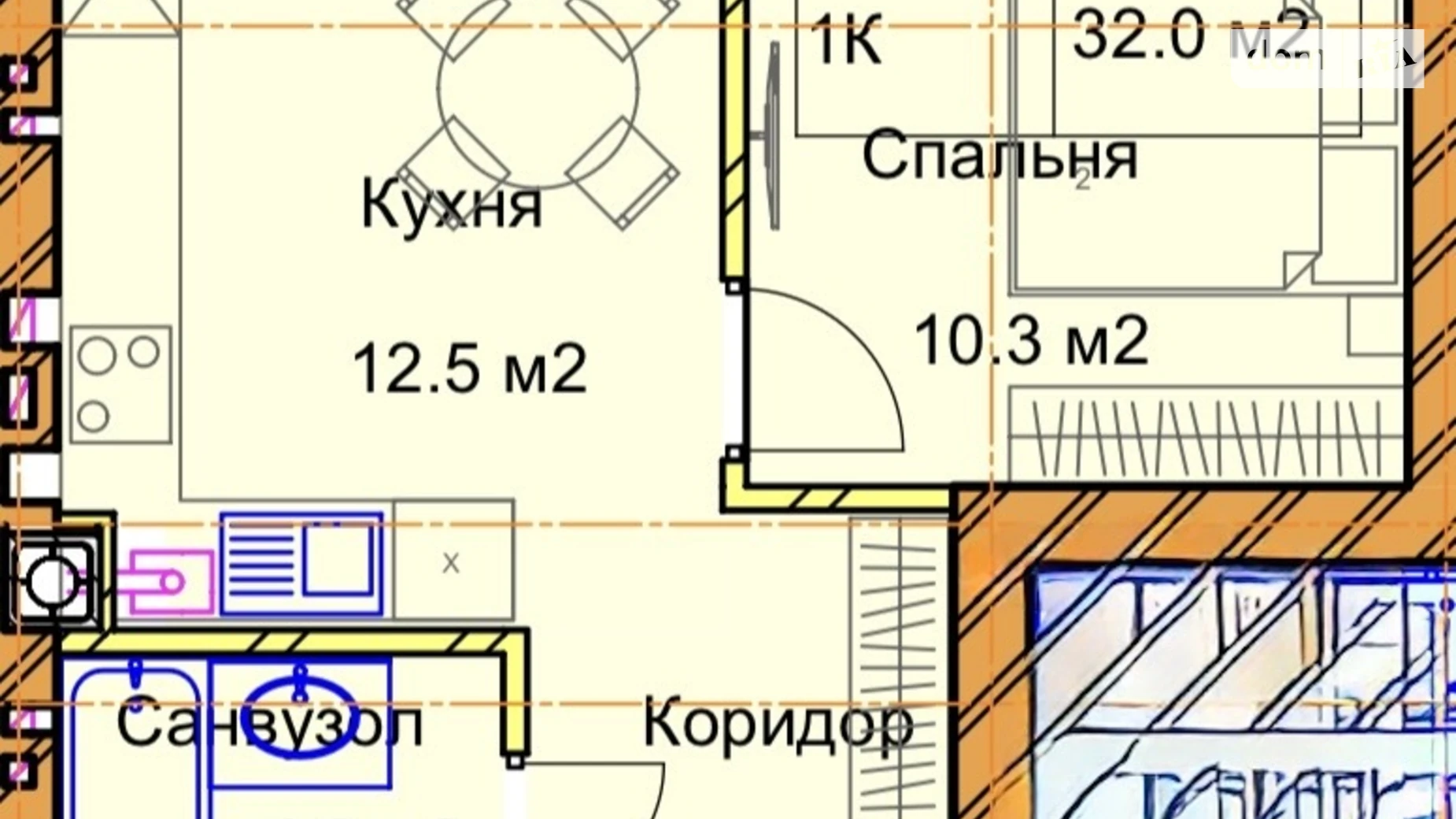Продается 1-комнатная квартира 31.7 кв. м в, цена: 26945 $ - фото 3