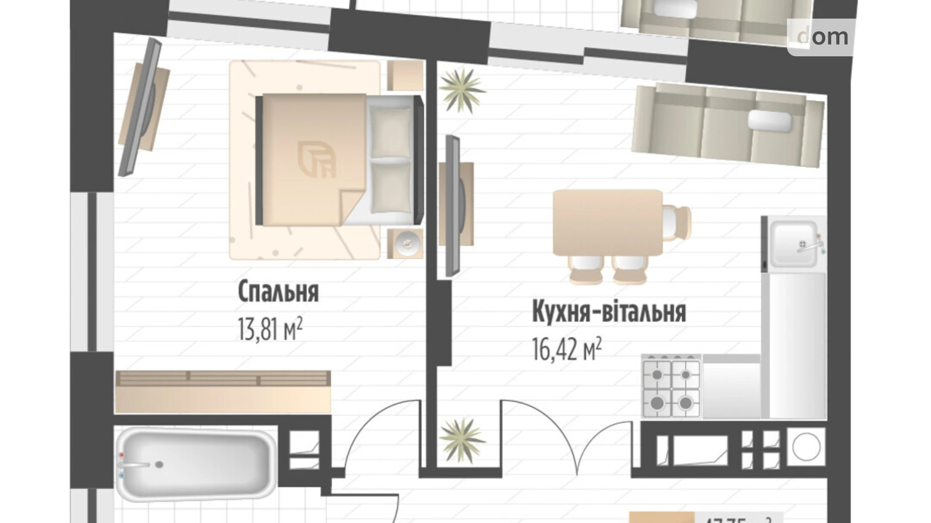 Продается 1-комнатная квартира 47.35 кв. м в Львове, ул. Орлика, 52 - фото 5