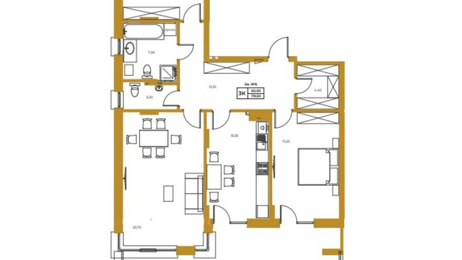 Продается 3-комнатная квартира 119.5 кв. м в Львове, ул. Гординских, 15А - фото 2