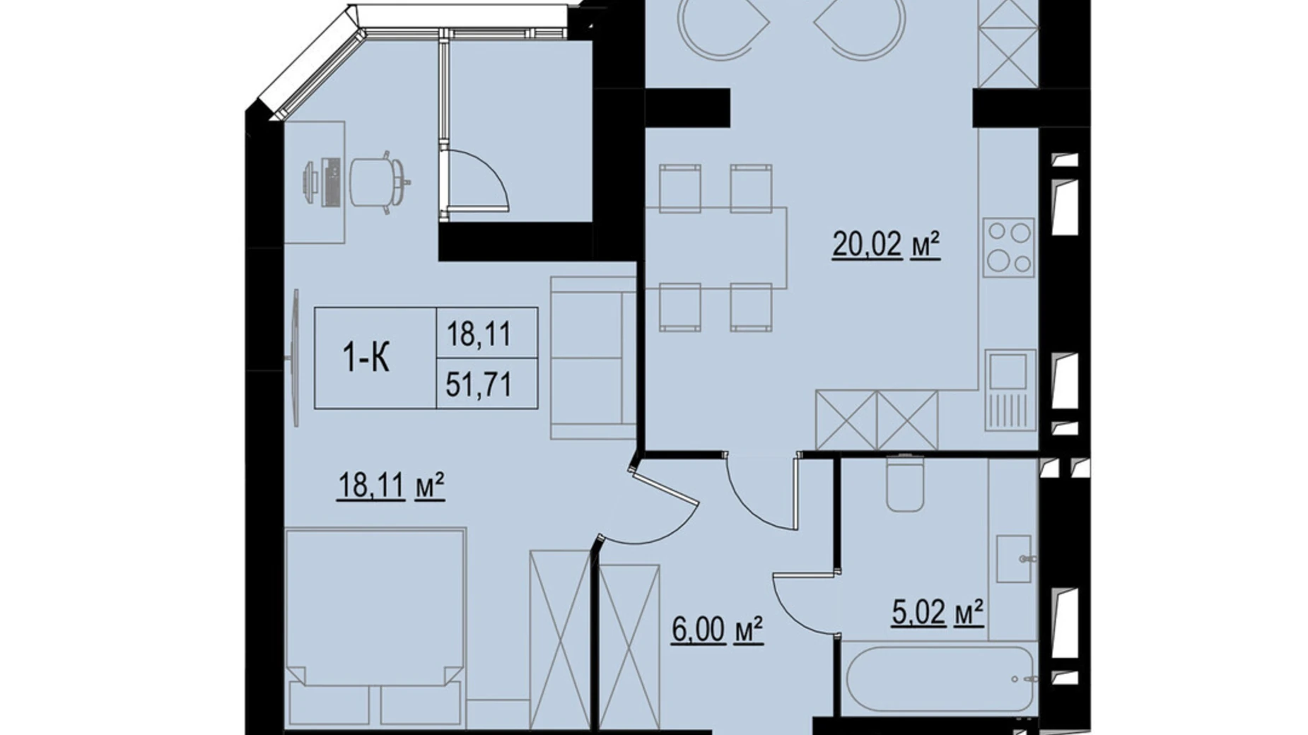 Продается 1-комнатная квартира 51.71 кв. м в Хмельницком, Старокостянтиновское шоссе, 7/2 - фото 5