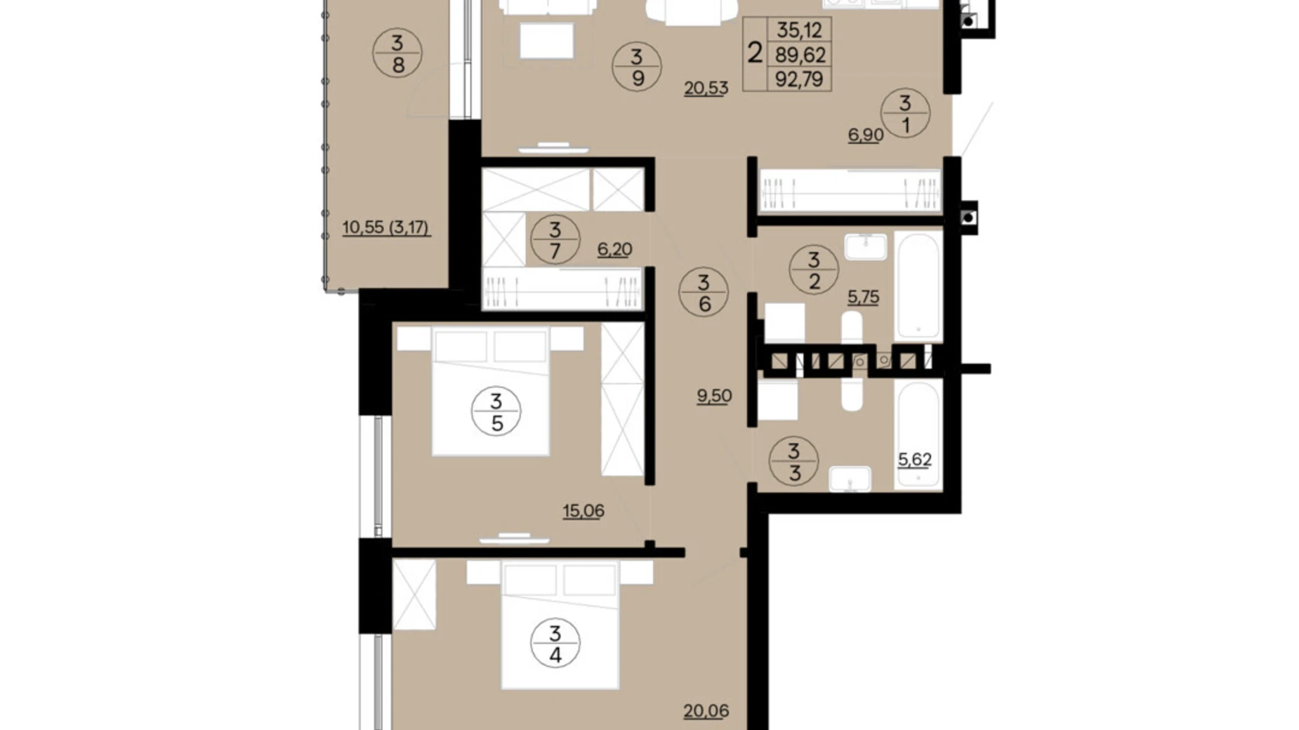 Продается 2-комнатная квартира 92.79 кв. м в Ужгороде, цена: 143825 $ - фото 2
