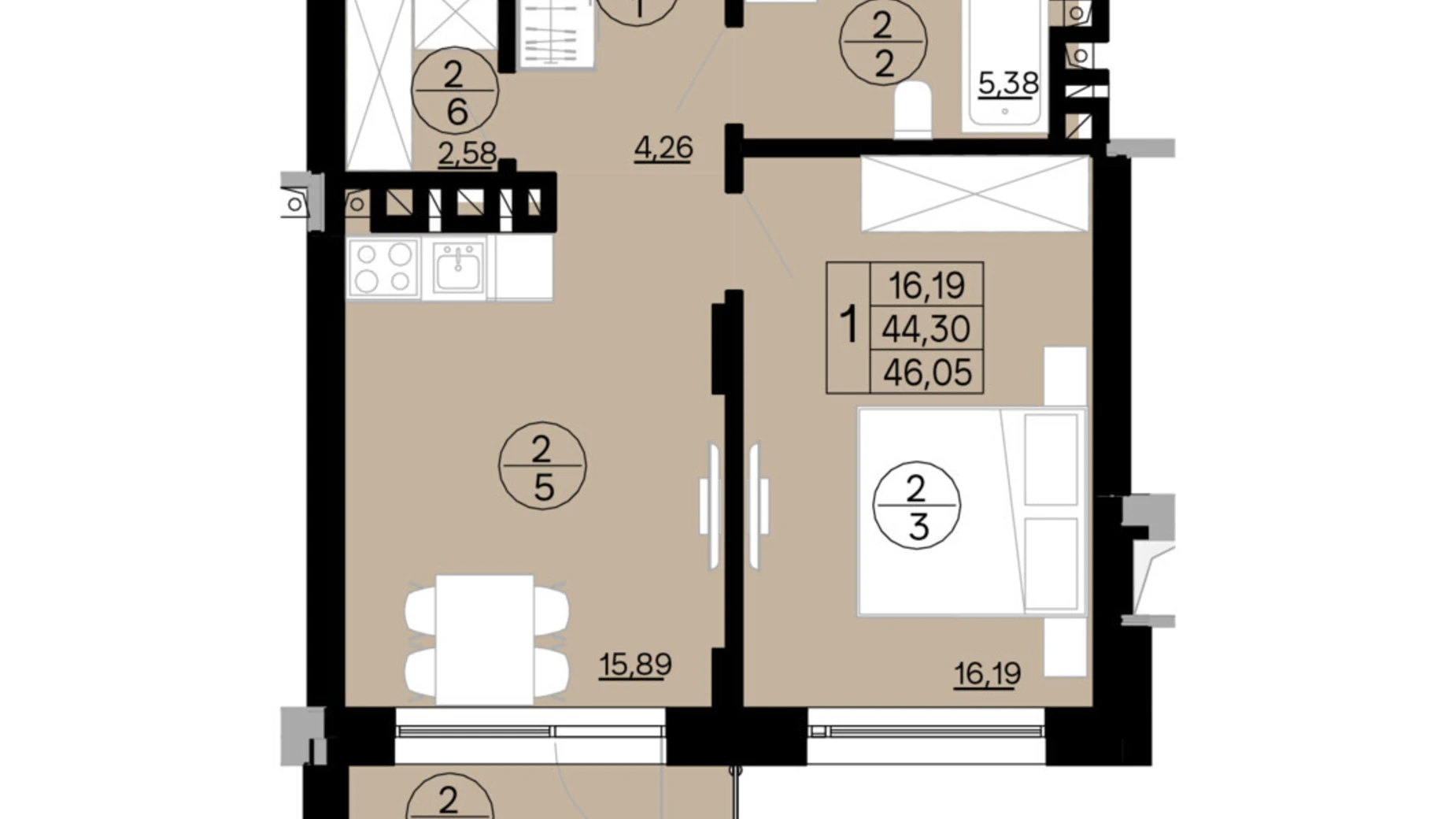 Продается 1-комнатная квартира 45.9 кв. м в Ужгороде, цена: 71145 $ - фото 2