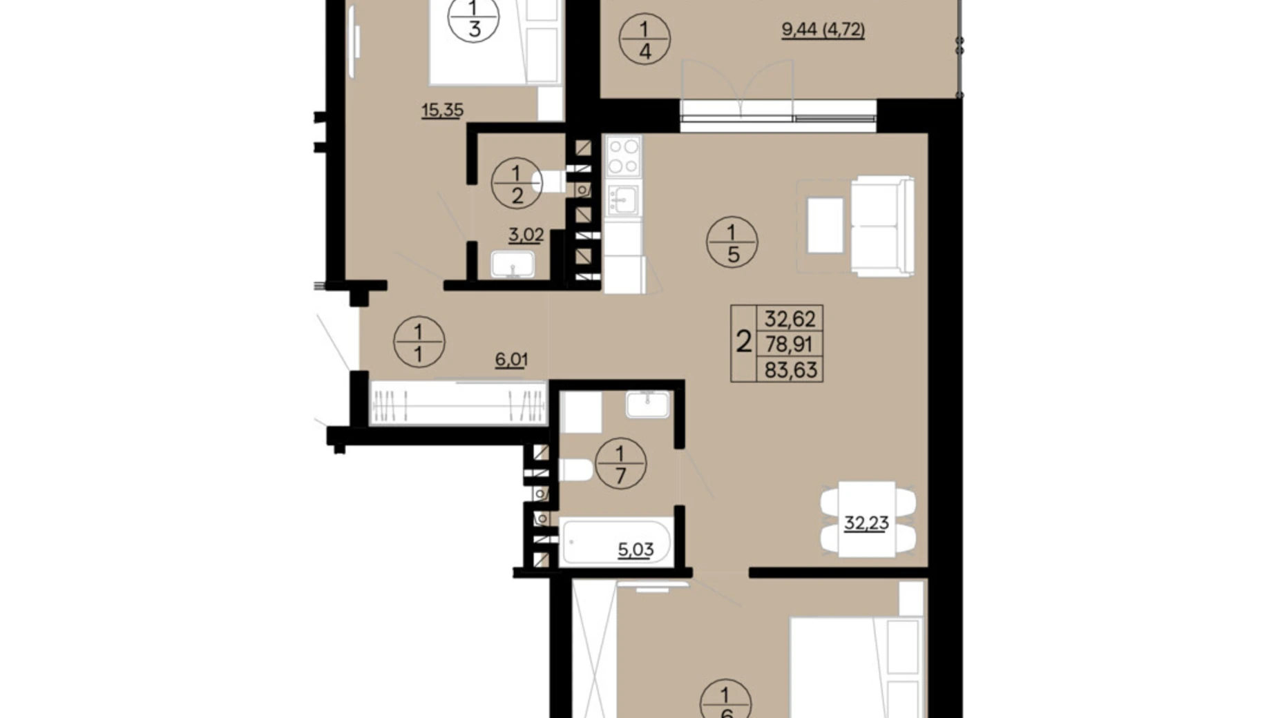 Продается 2-комнатная квартира 73.56 кв. м в Ужгороде, цена: 121374 $ - фото 2