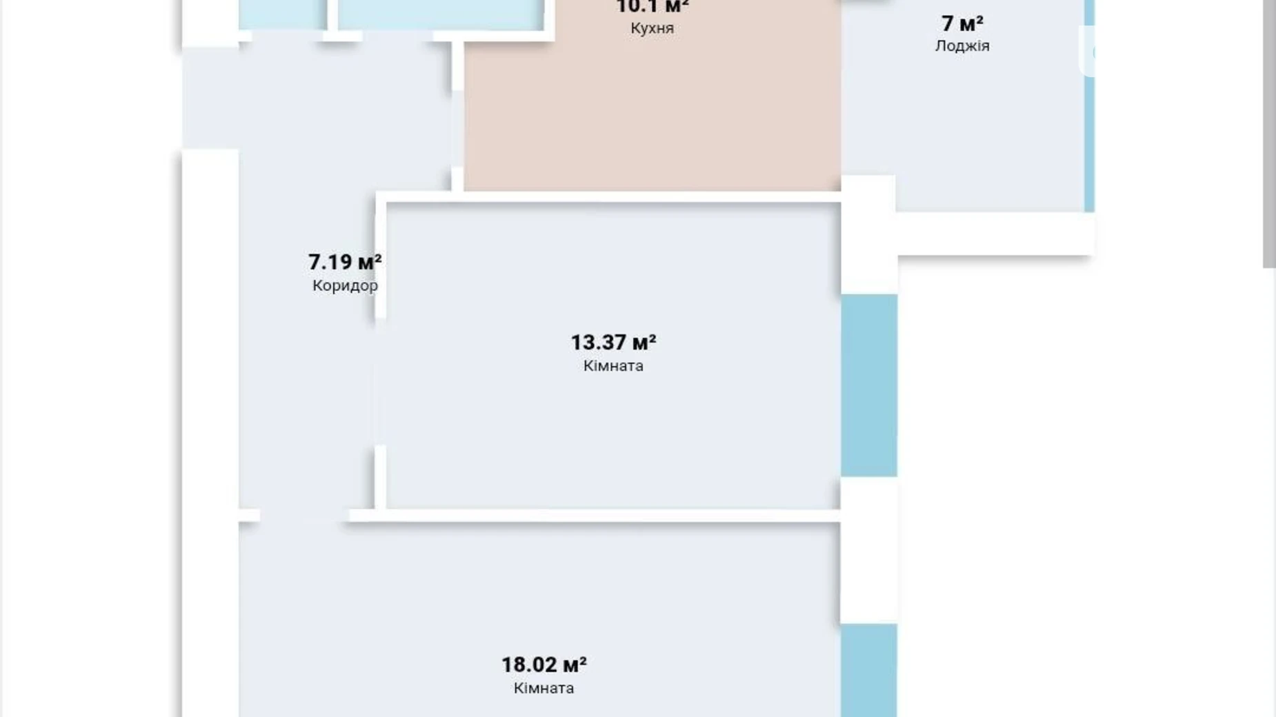 Продается 2-комнатная квартира 62.37 кв. м в Хмельницком, ул. Сечевых Стрельцов, 8Б корпус 3 - фото 3