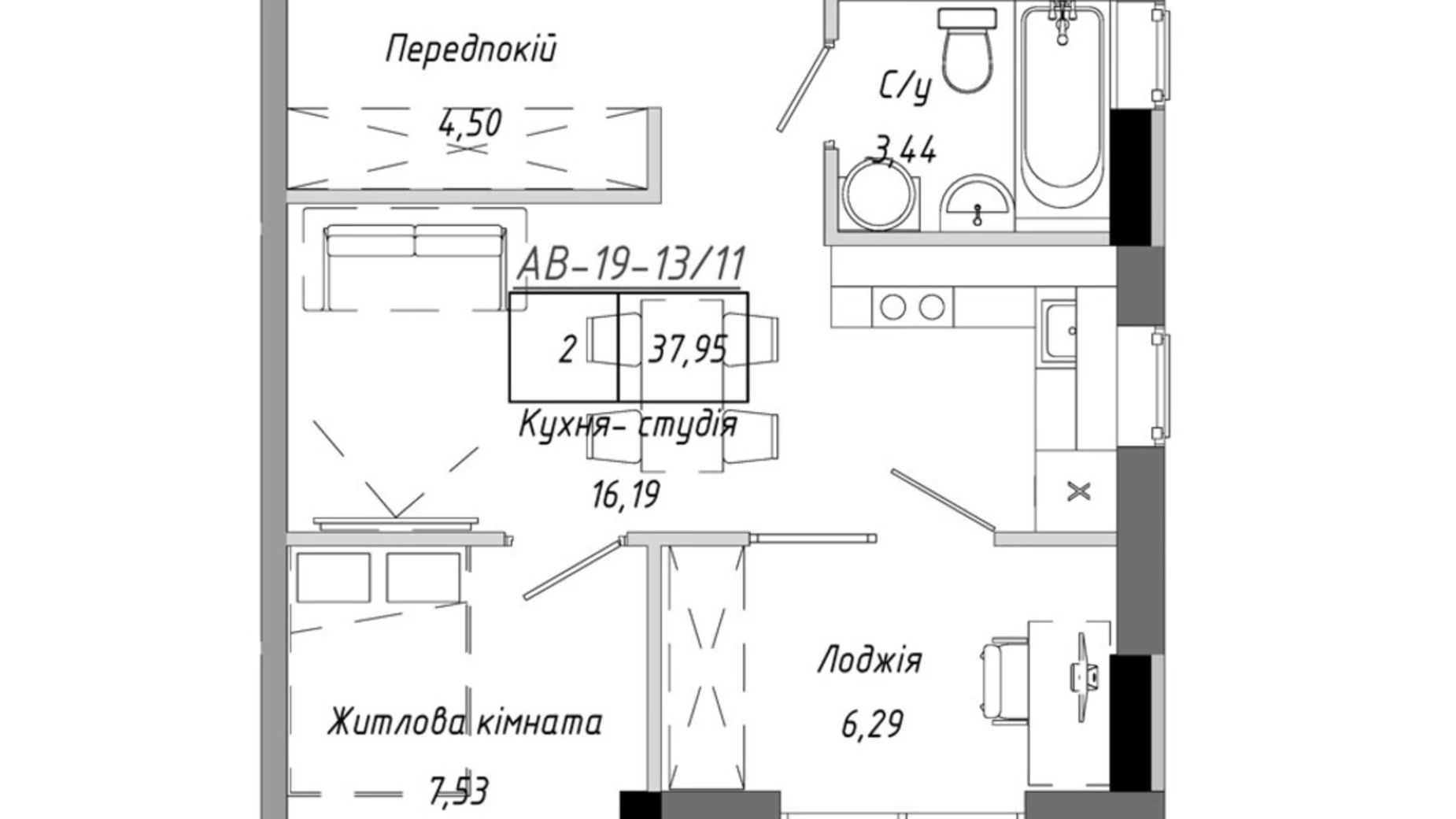 Продается 1-комнатная квартира 37.95 кв. м в Авангарде, ул. Василия Спрейса, 1 - фото 3