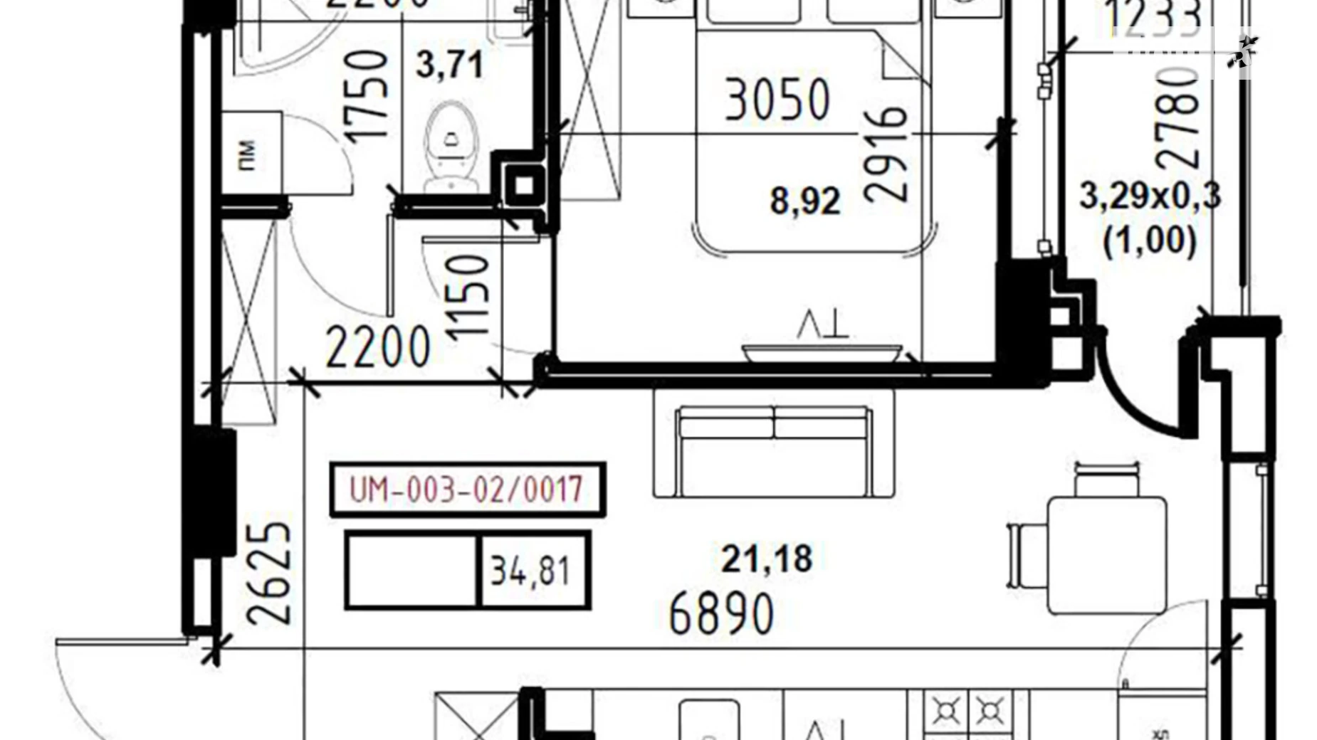 Продается 1-комнатная квартира 34.89 кв. м в Авангарде, ул. Василия Спрейса, 1 - фото 2