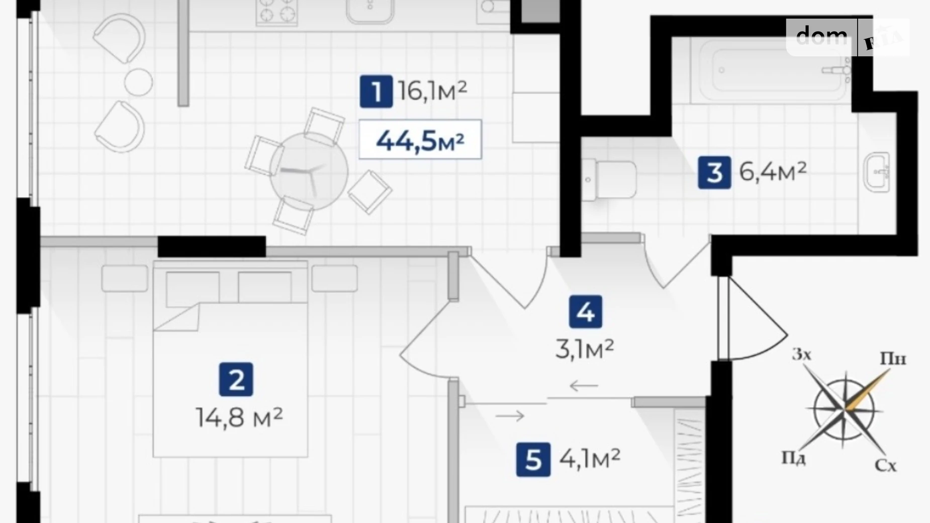 Продается 1-комнатная квартира 44.5 кв. м в Яремче, ул. Галицкая - фото 3