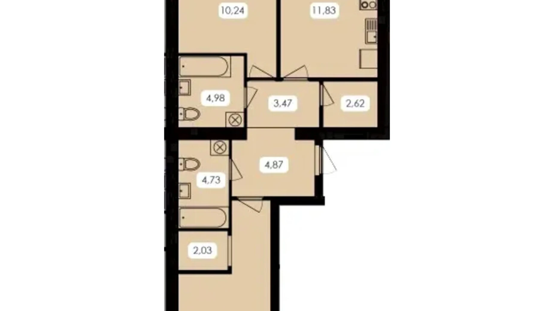 Продается 2-комнатная квартира 65.84 кв. м в Житомире, цена: 67907 $ - фото 5