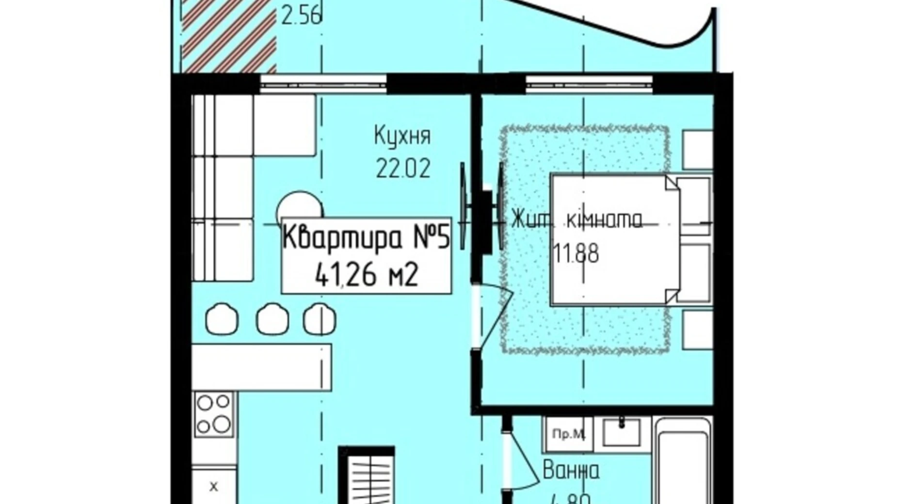 Продається 1-кімнатна квартира 41.26 кв. м у Ужгороді, вул. Володимирська - фото 2