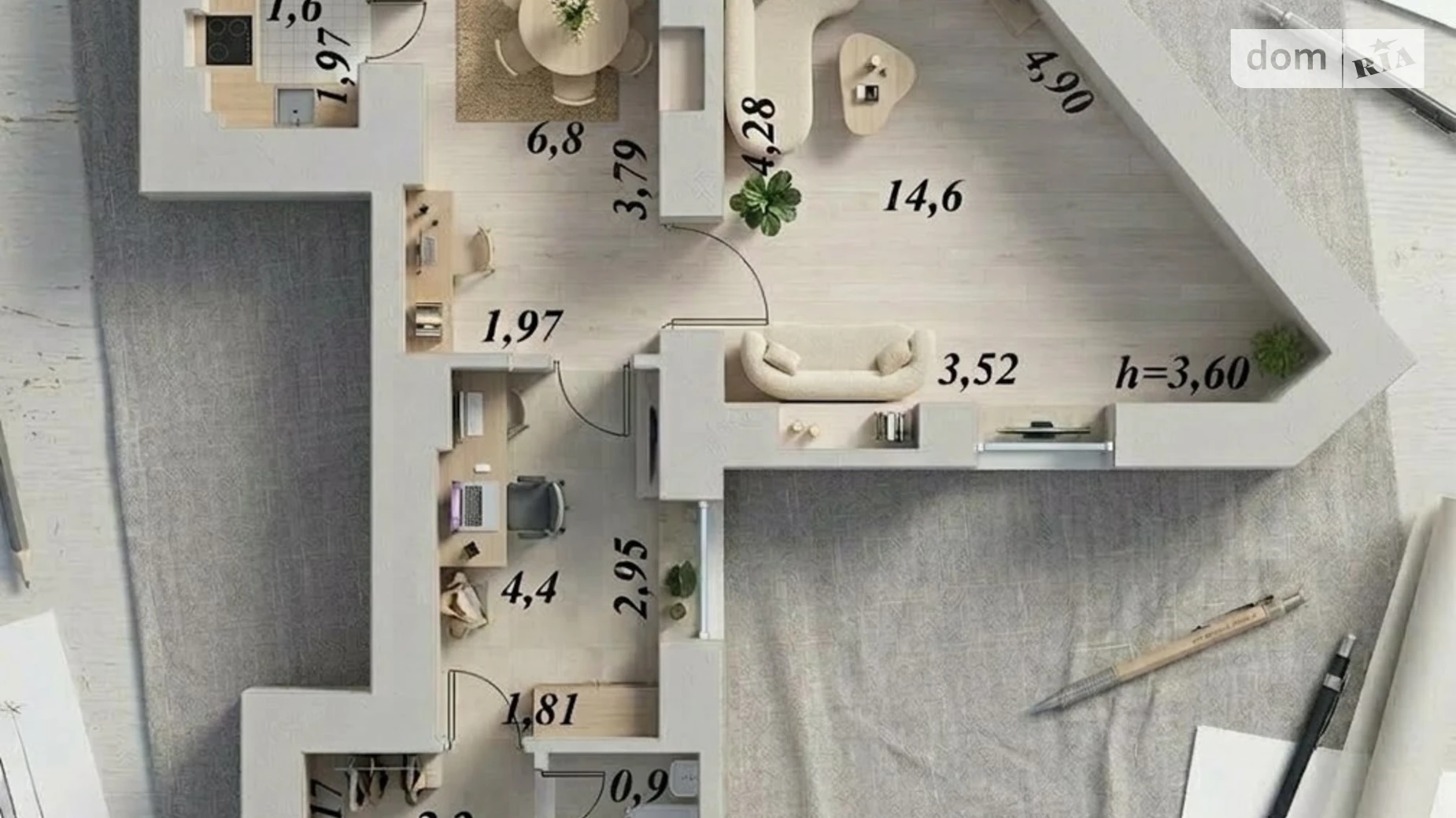 Продается 1-комнатная квартира 33 кв. м в Черновцах, цена: 38000 $ - фото 3