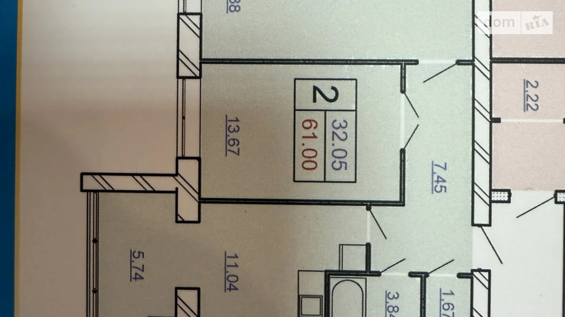 Продается 2-комнатная квартира 61 кв. м в, цена: 52200 $ - фото 2