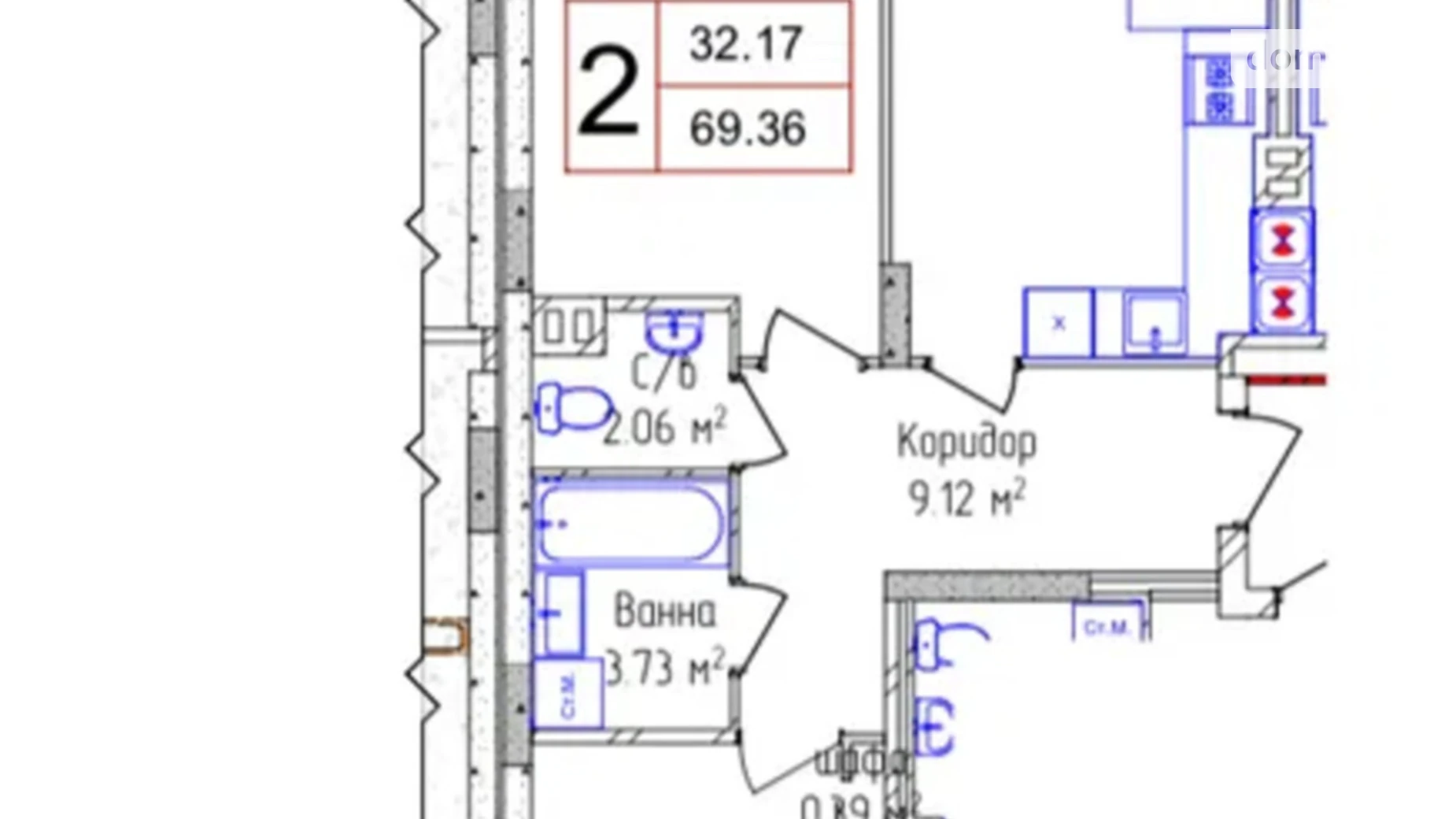 Продается 2-комнатная квартира 70 кв. м в Хмельницком, ул. Трудовая, 6 - фото 3