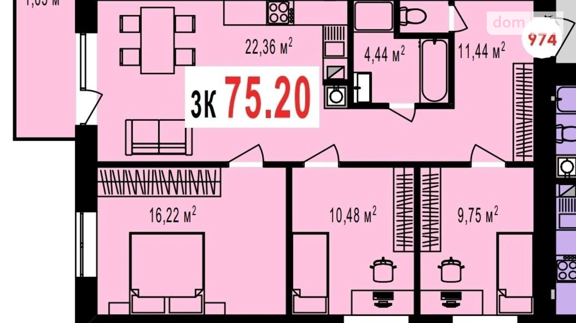 Продається 3-кімнатна квартира 75.2 кв. м у Івано-Франківську, вул. Гетьмана Івана Мазепи - фото 2