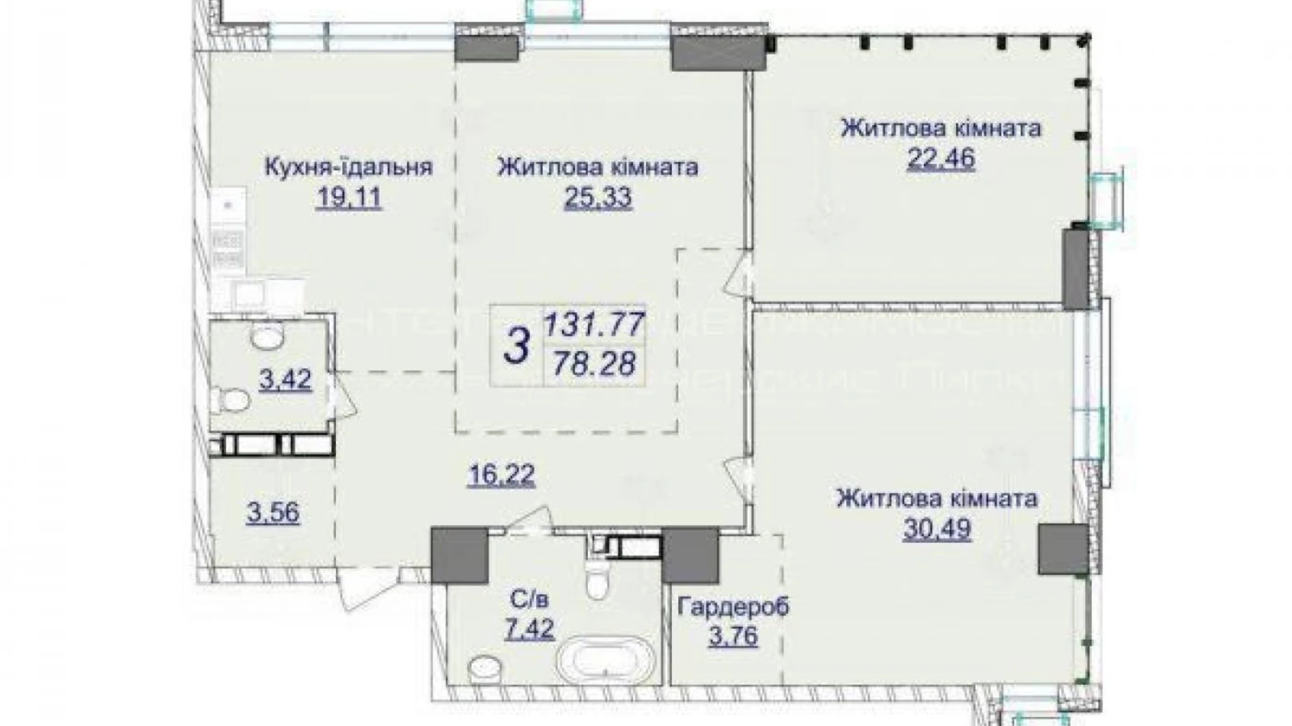 Продается 3-комнатная квартира 131.77 кв. м в Киеве, ул. Андрея Верхогляда(Драгомирова), 22 - фото 3