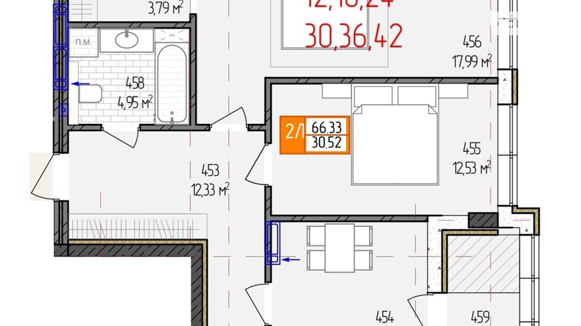 Продается 2-комнатная квартира 66.33 кв. м в Виннице, ул. Родиона Скалецкого, 21 - фото 2