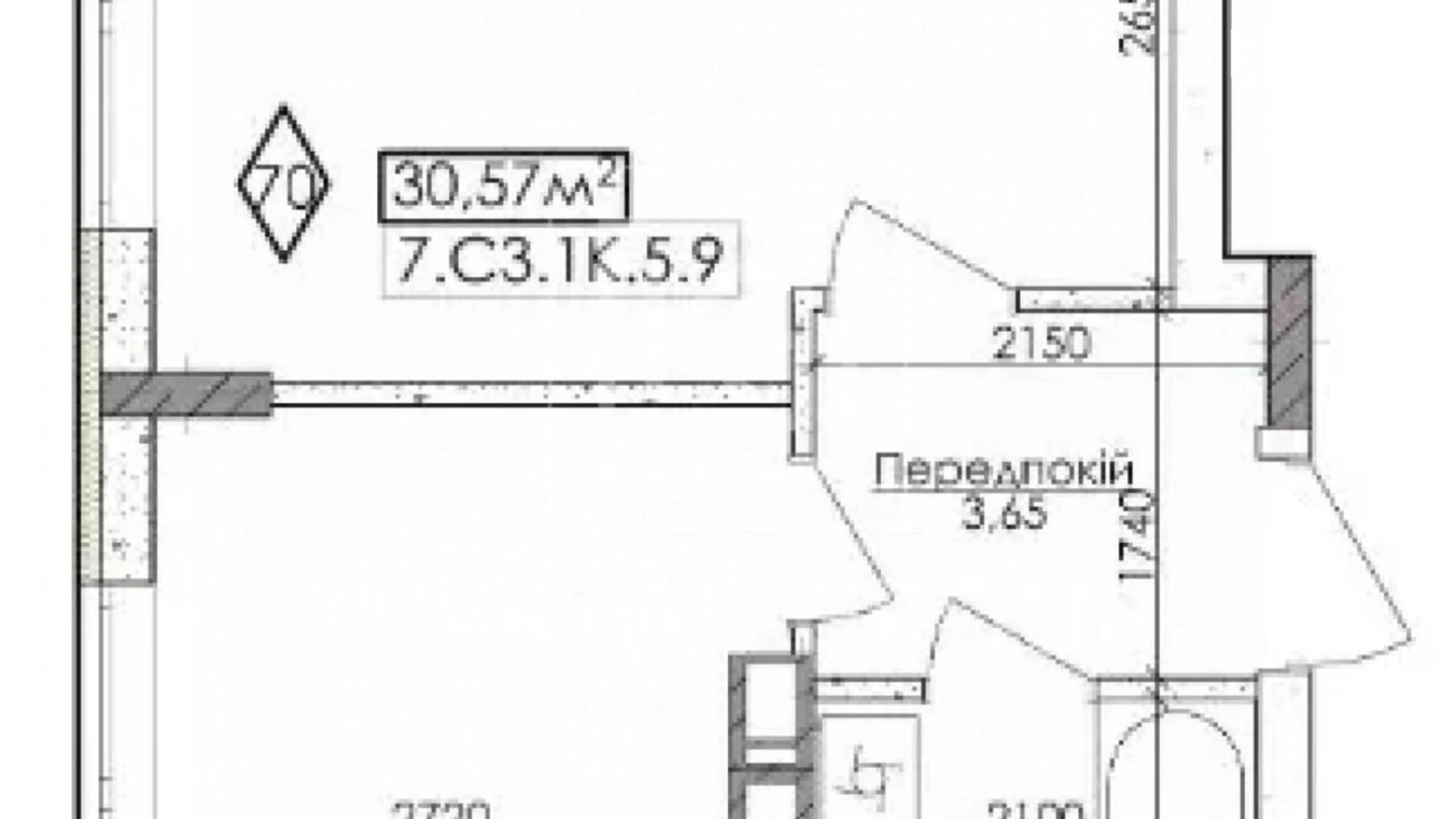 Продается 1-комнатная квартира 30.5 кв. м в Буче, ул. Князя Владимира Великого, 14В - фото 3