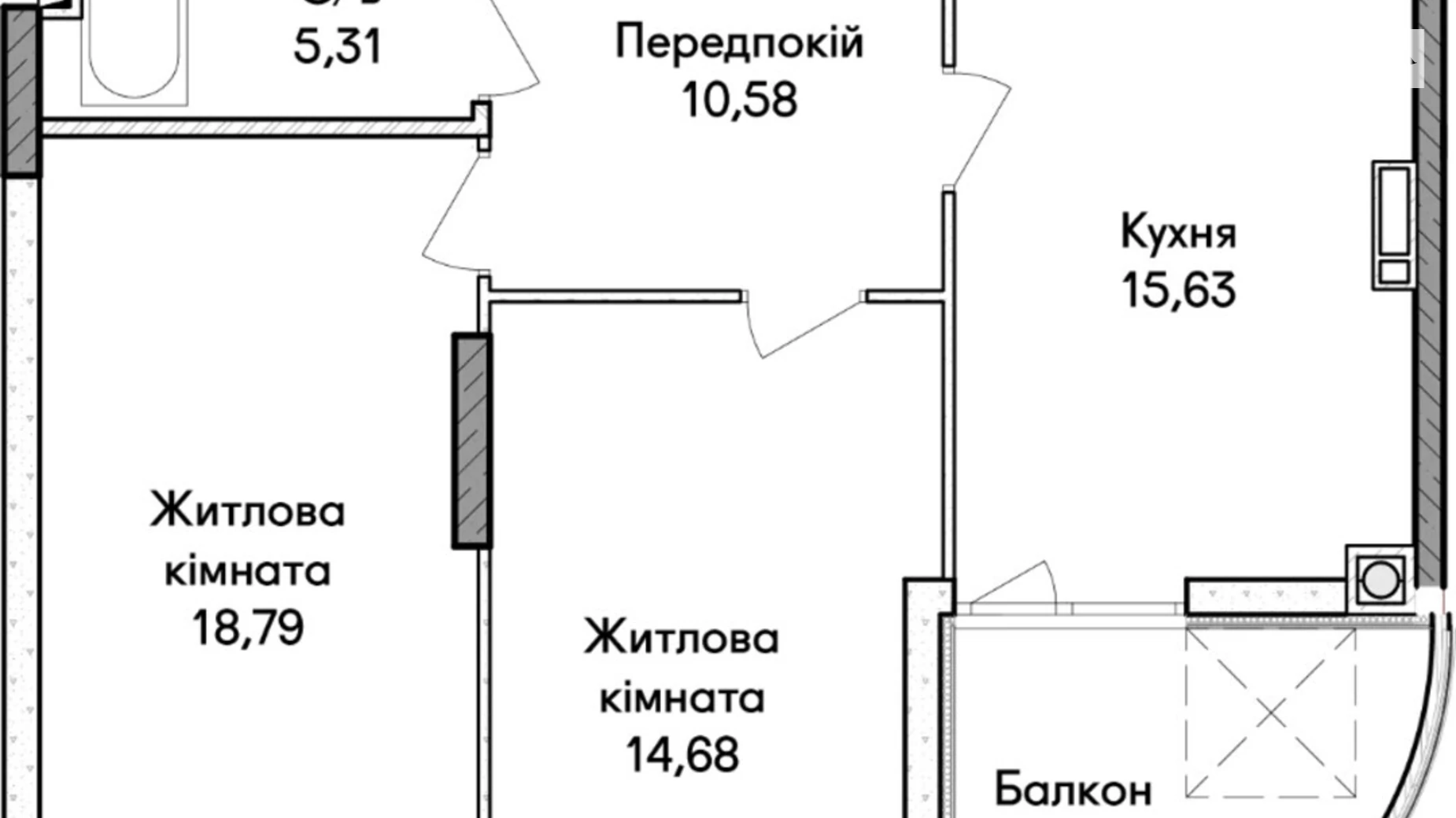 Продается 2-комнатная квартира 67 кв. м в Ирпене, ул. Ольги Кобылянской(Достоевского), 1В - фото 2
