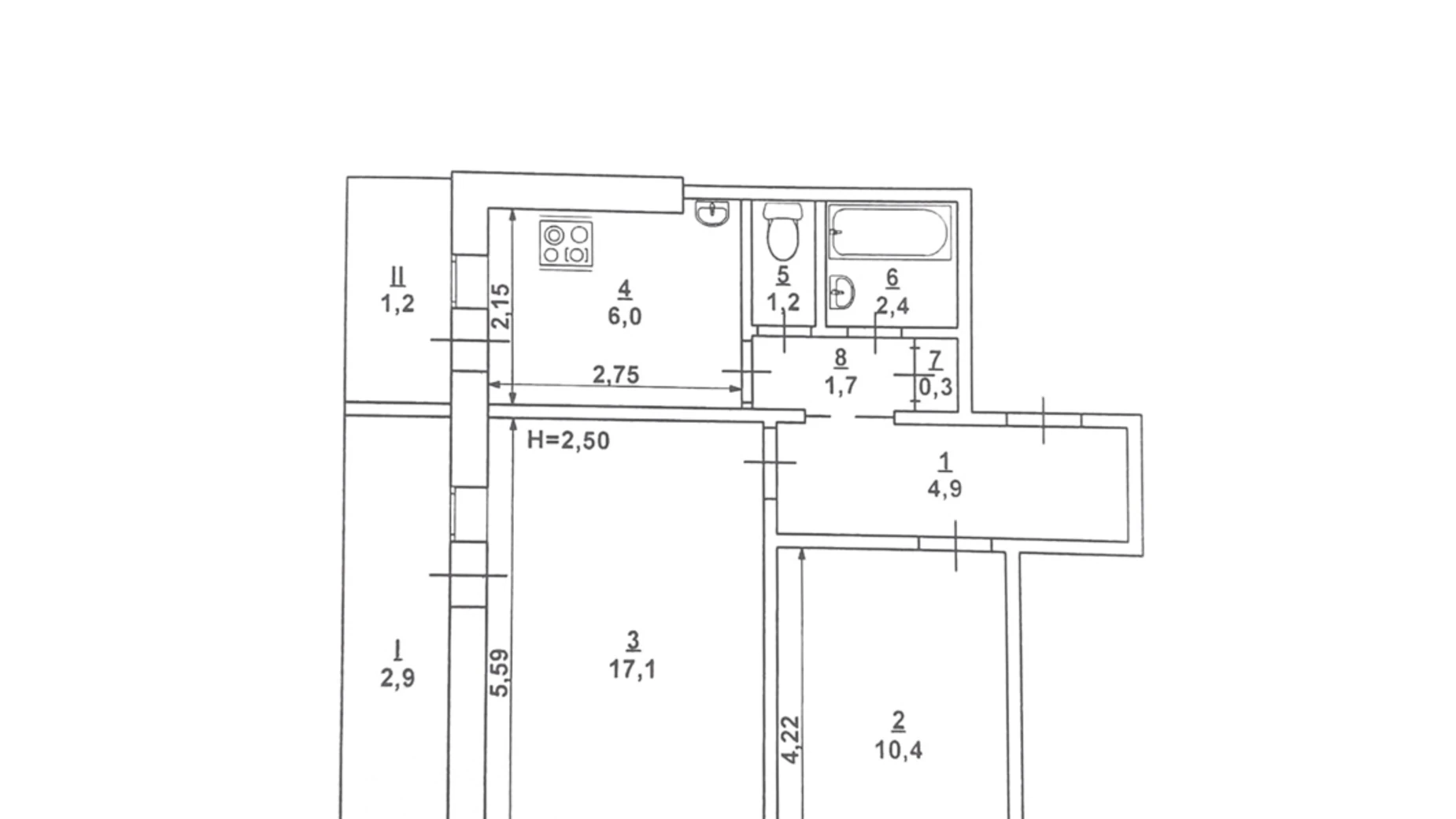 Продается 2-комнатная квартира 48.1 кв. м в Кривом Роге, цена: 16500 $ - фото 2