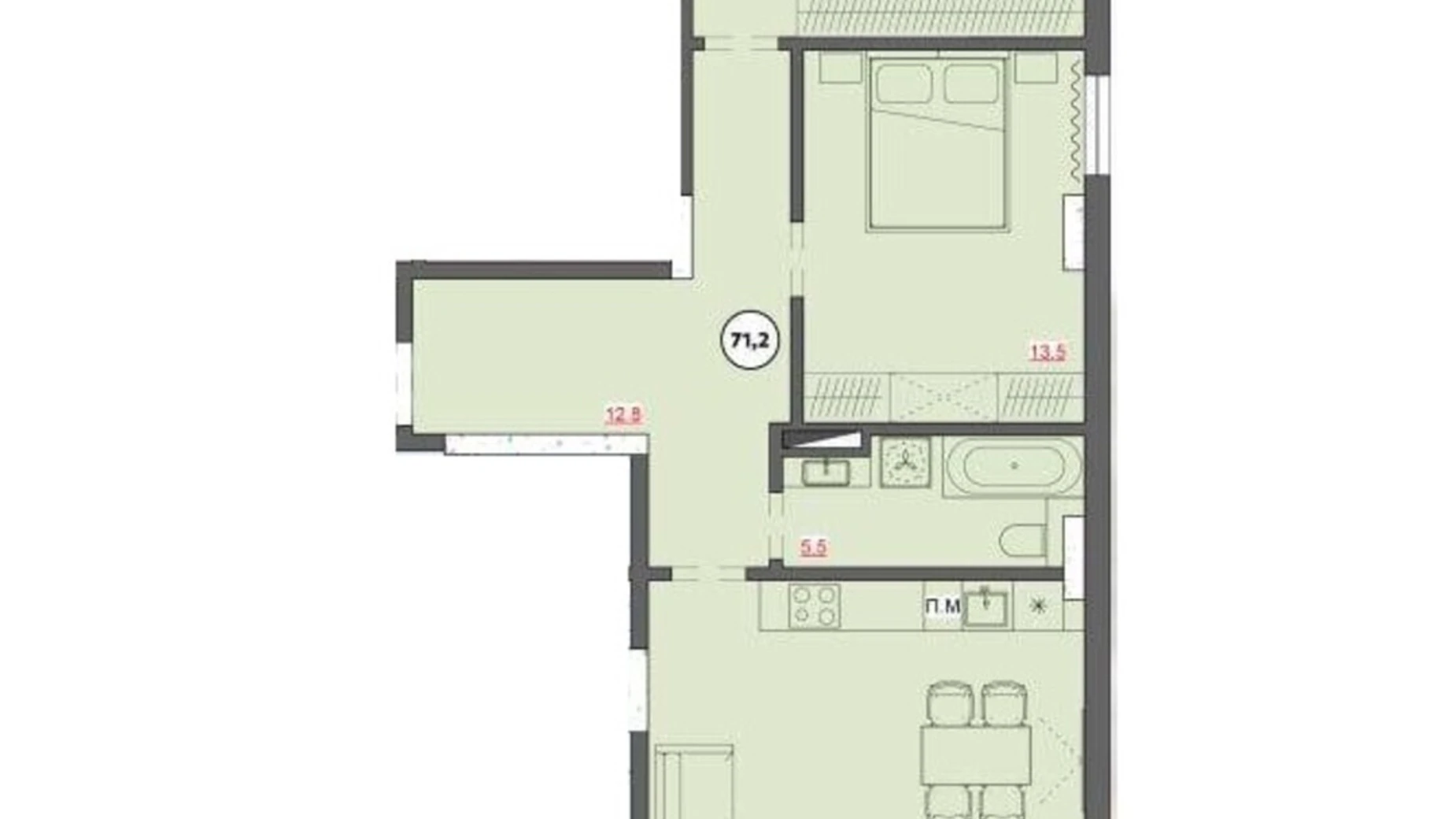 Продается 2-комнатная квартира 71.2 кв. м в Кропивницком - фото 4