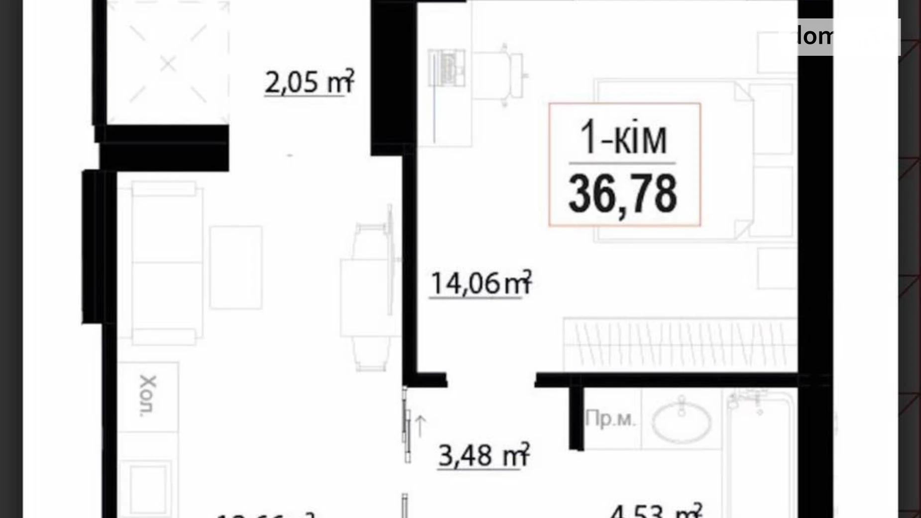 Продається 1-кімнатна квартира 36.78 кв. м у Івано-Франківську, вул. Тичини, 21А - фото 3