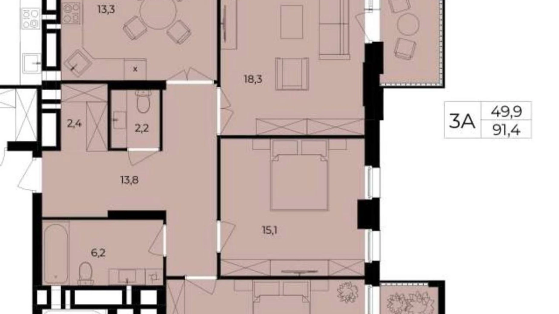 Продается 3-комнатная квартира 91.4 кв. м в Виннице, пер. Кирпичный, 18 - фото 2