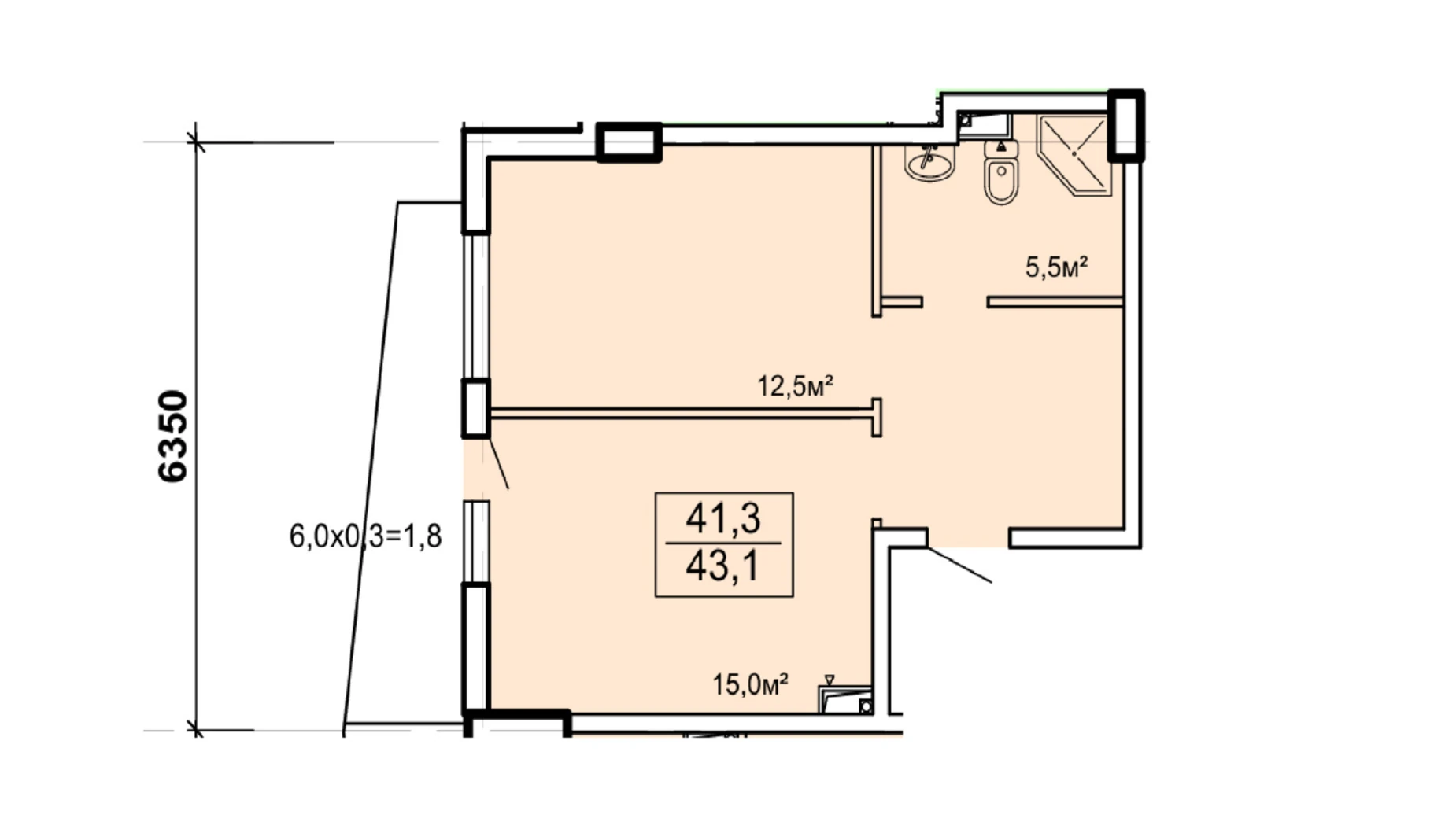 Продається 1-кімнатна квартира 43.1 кв. м у Одесі, пров. Ванний - фото 2