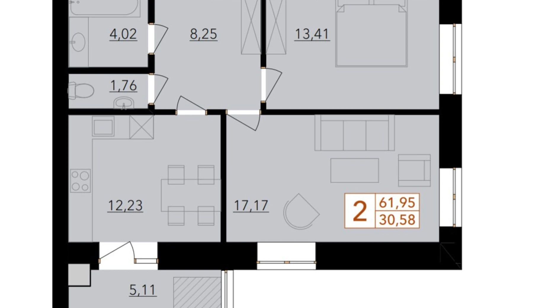 Продается 2-комнатная квартира 66.8 кв. м в Хмельницком, ул. Тернопольская, 13Б корпус 1 - фото 3