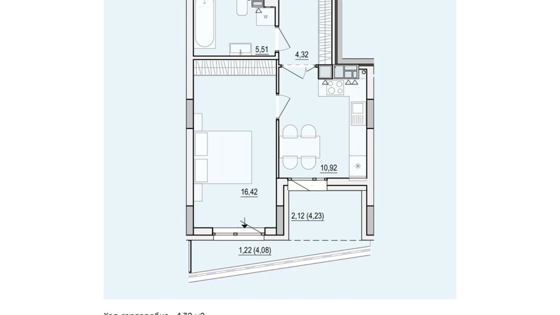 Продается 1-комнатная квартира 40.51 кв. м в Виннице, ул. Данила Нечая - фото 2