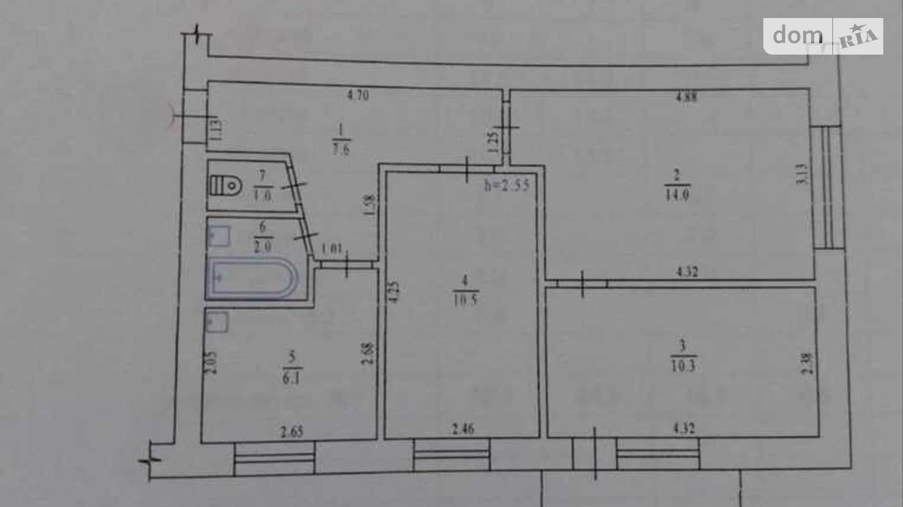 Продается 3-комнатная квартира 52.3 кв. м в Полтаве, цена: 33500 $ - фото 2