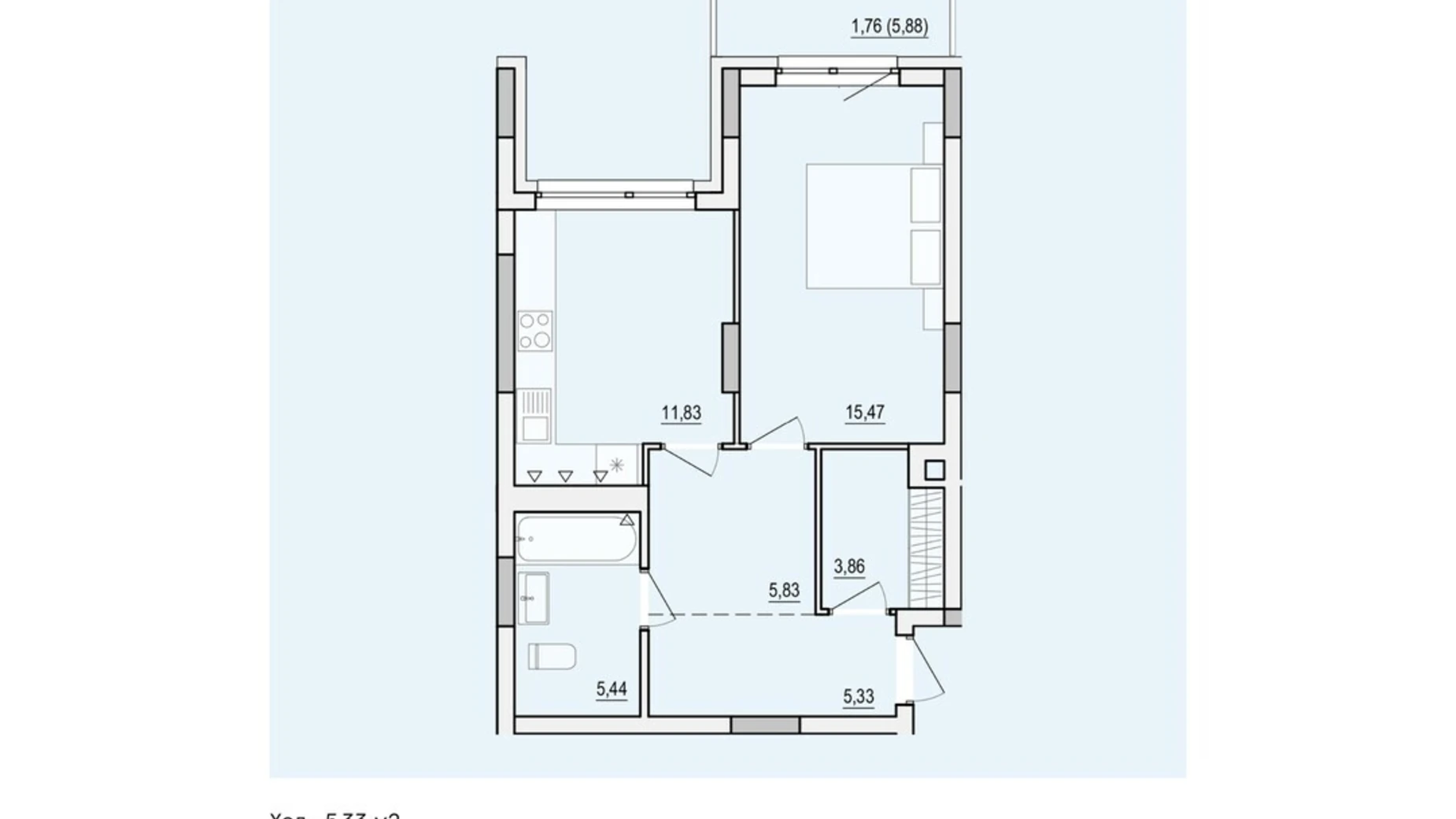Продается 1-комнатная квартира 49.52 кв. м в, цена: 69670 $ - фото 2