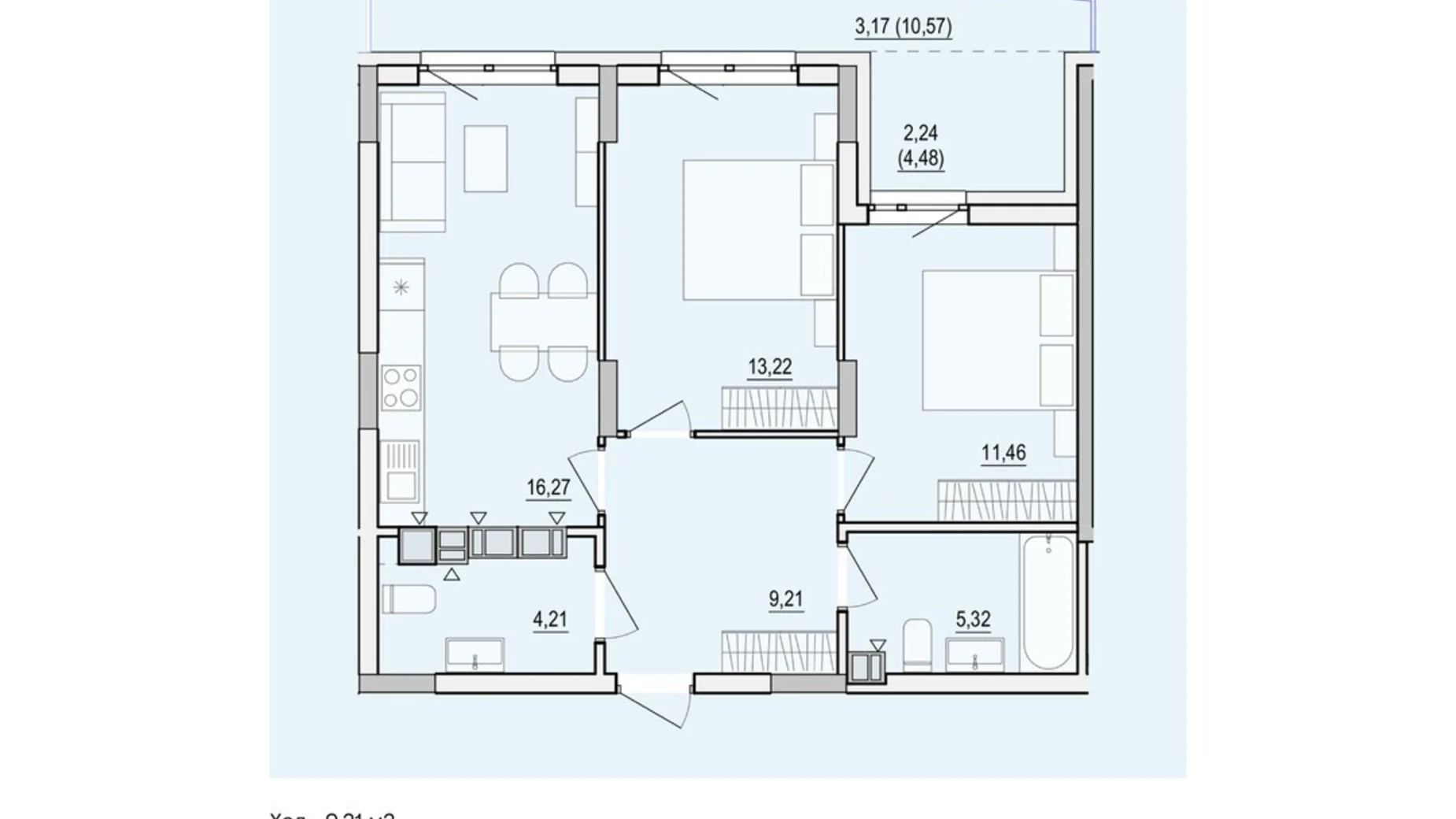 Продается 2-комнатная квартира 65.1 кв. м в Виннице, ул. Данила Нечая - фото 2