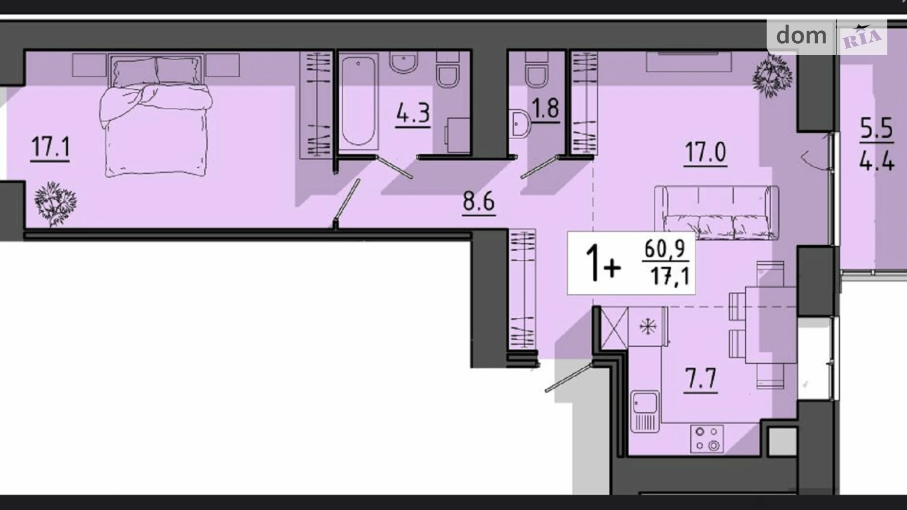 2-комнатная квартира 60.9 кв. м в Тернополе, цена: 54600 $ - фото 2