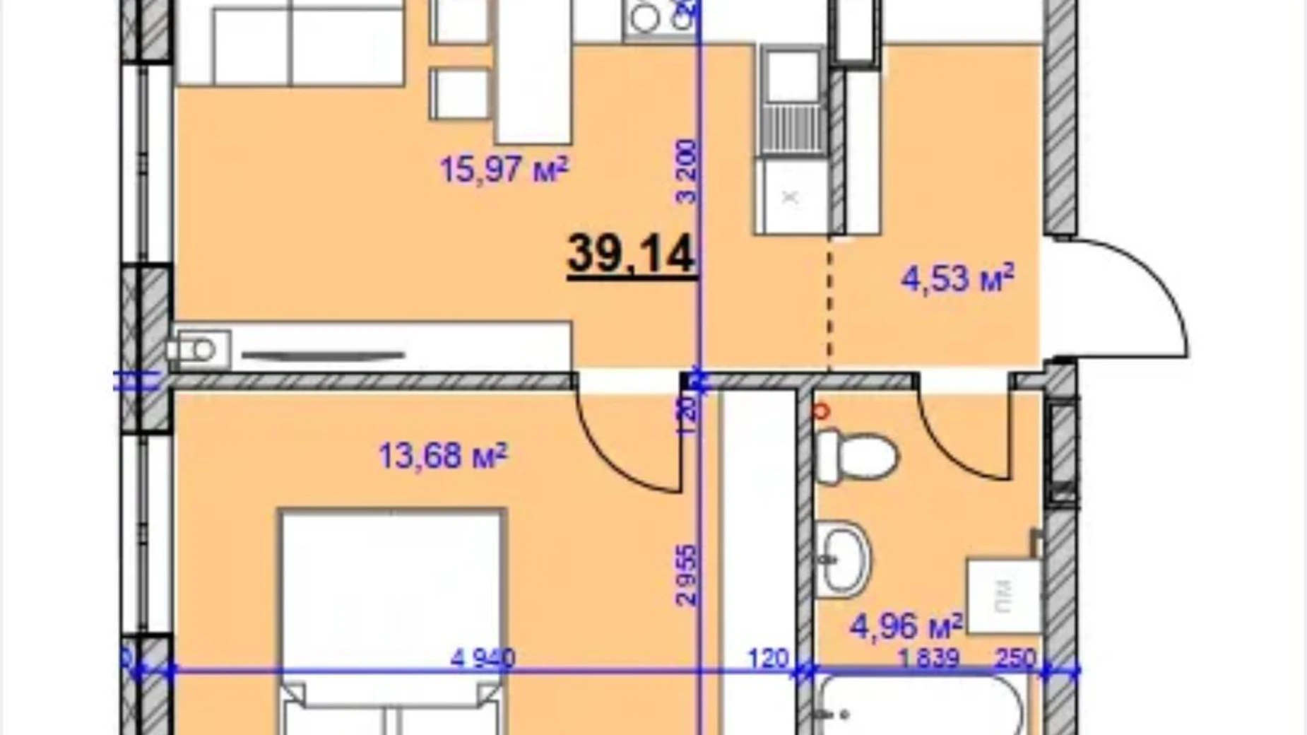 Продається 1-кімнатна квартира 39.14 кв. м у Івано-Франківську, вул. Целевича Юліана, 28 - фото 2