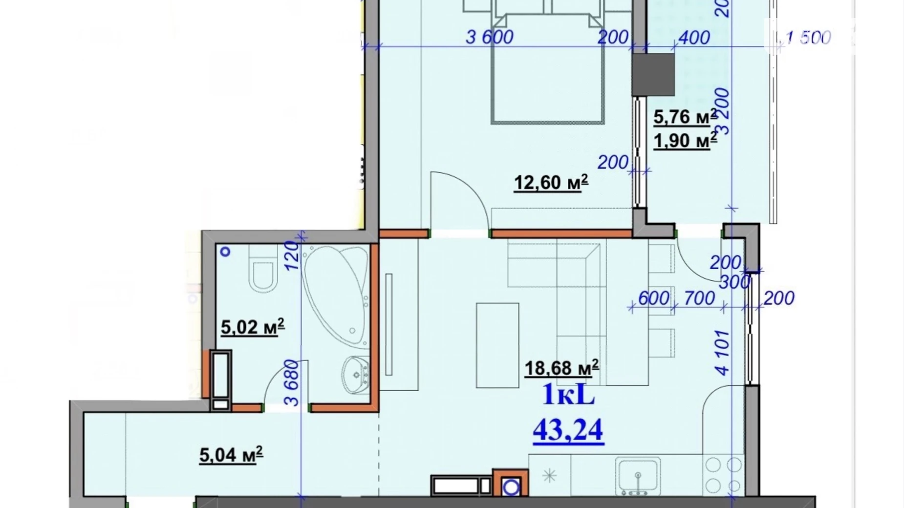 Продається 2-кімнатна квартира 43.3 кв. м у Івано-Франківську, вул. Целевича Юліана, 28 - фото 5