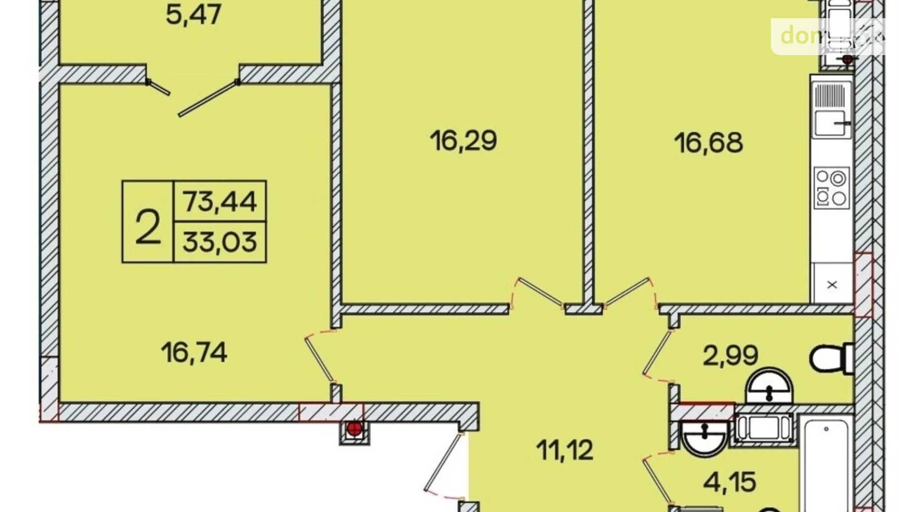 2-комнатная квартира 73.44 кв. м в Луцке, цена: 79395 $ - фото 5