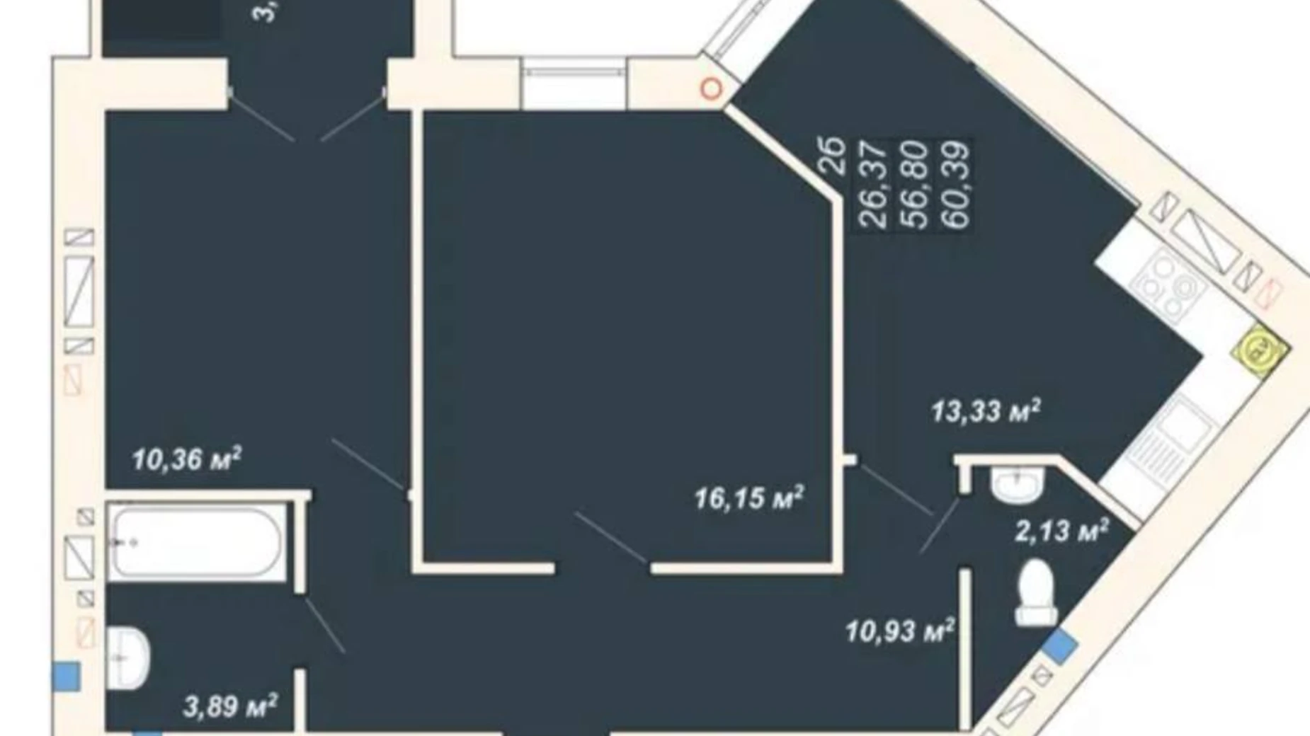 Продается 2-комнатная квартира 58.6 кв. м в Ивано-Франковске, ул. Ленкавского - фото 2
