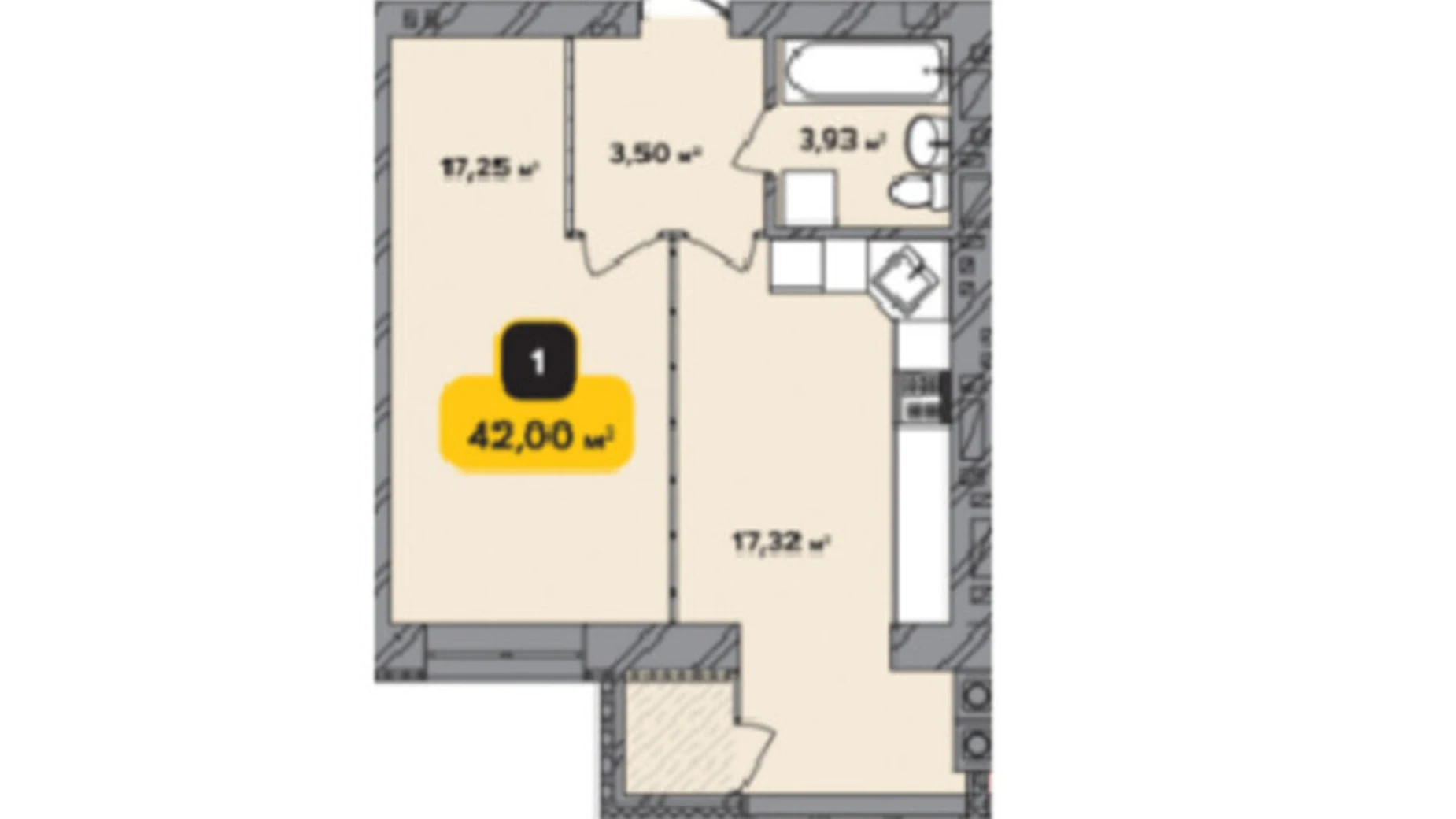 Продается 1-комнатная квартира 42 кв. м в Хмельницком, ул. Институтская, 6/1А - фото 5