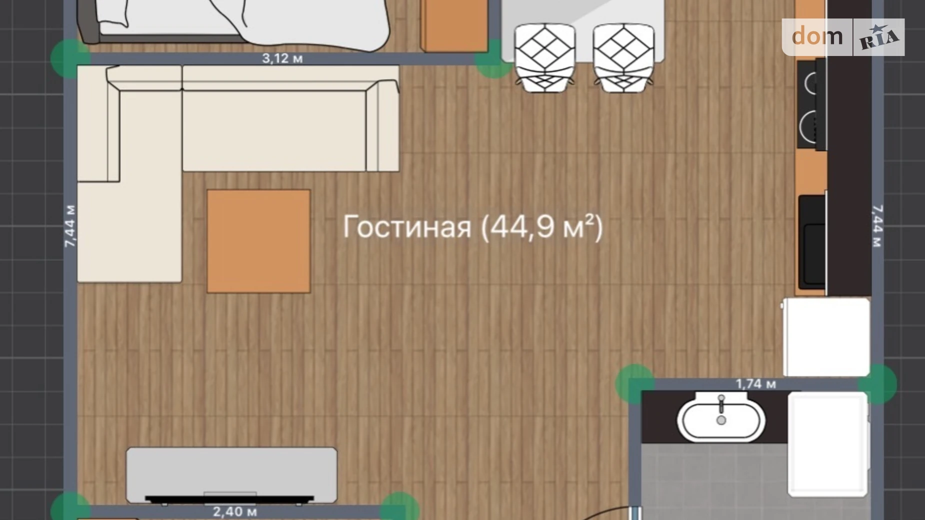 Продается 1-комнатная квартира 45 кв. м в Виннице, ул. Праведников мира(Максимовича) - фото 3