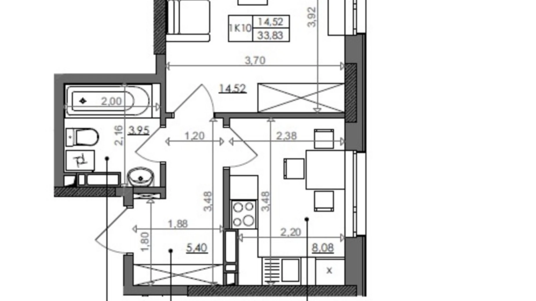 Продается 1-комнатная квартира 33.83 кв. м в Киеве, Столичное шоссе, 1 - фото 2