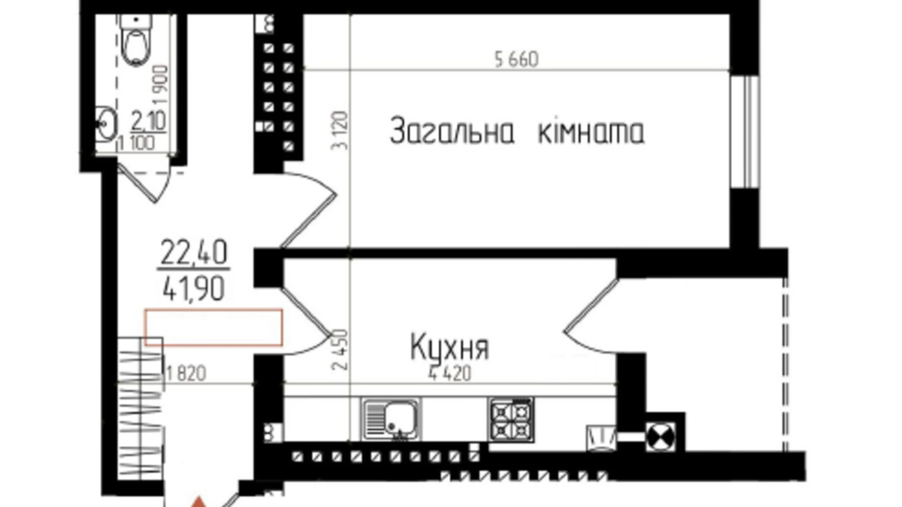 Продается 1-комнатная квартира 41.9 кв. м в Великой Березовице, ул. Микулинецкая, 30А - фото 3