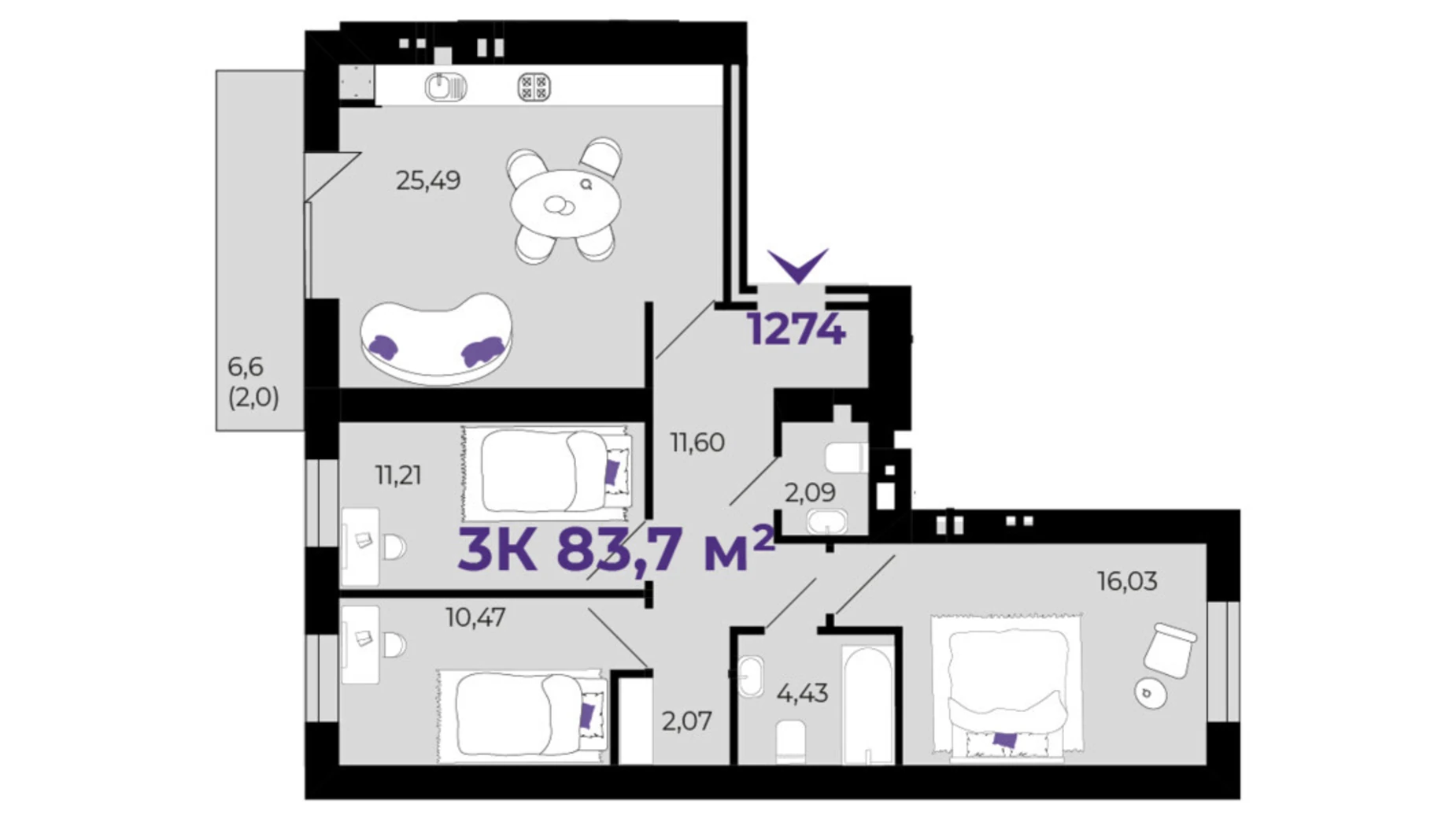 Продается 3-комнатная квартира 83.7 кв. м в Ивано-Франковске, ул. Ивасюка - фото 5
