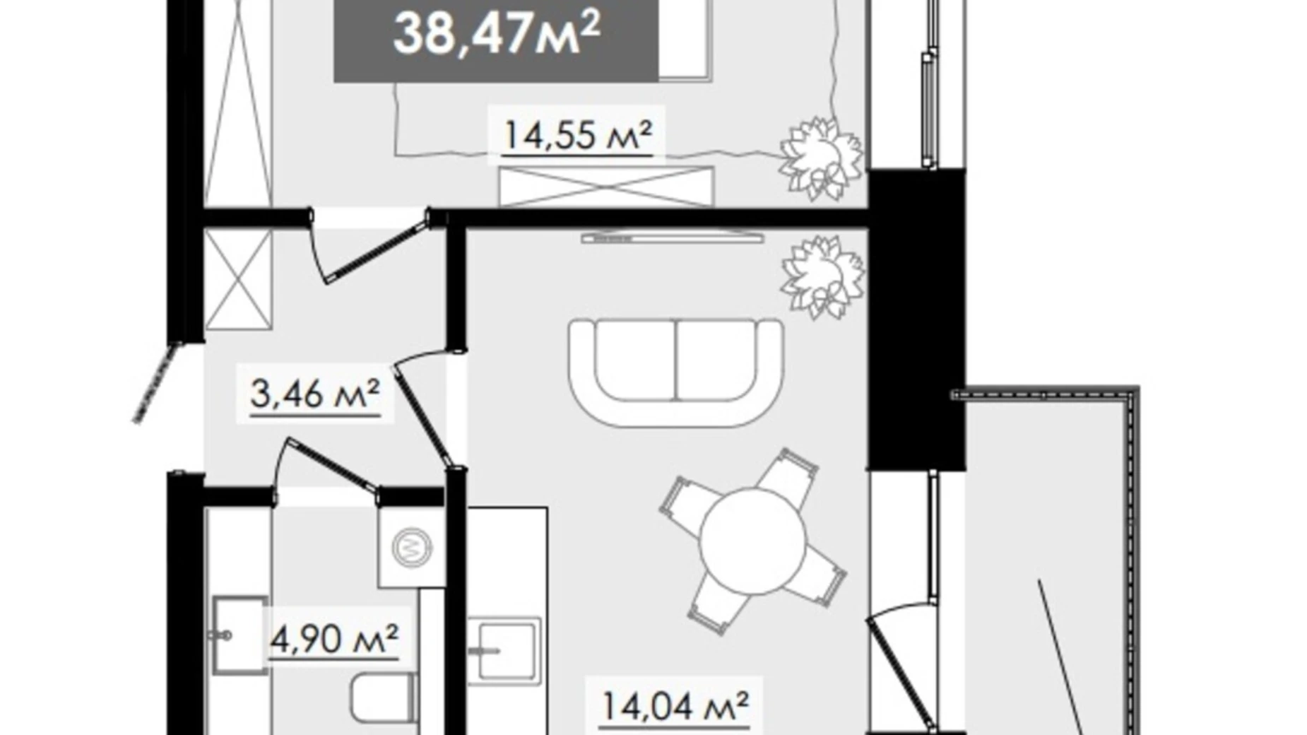 Продается 1-комнатная квартира 38.47 кв. м в Ивано-Франковске, ул. Набережная имени Василия Стефаника - фото 4