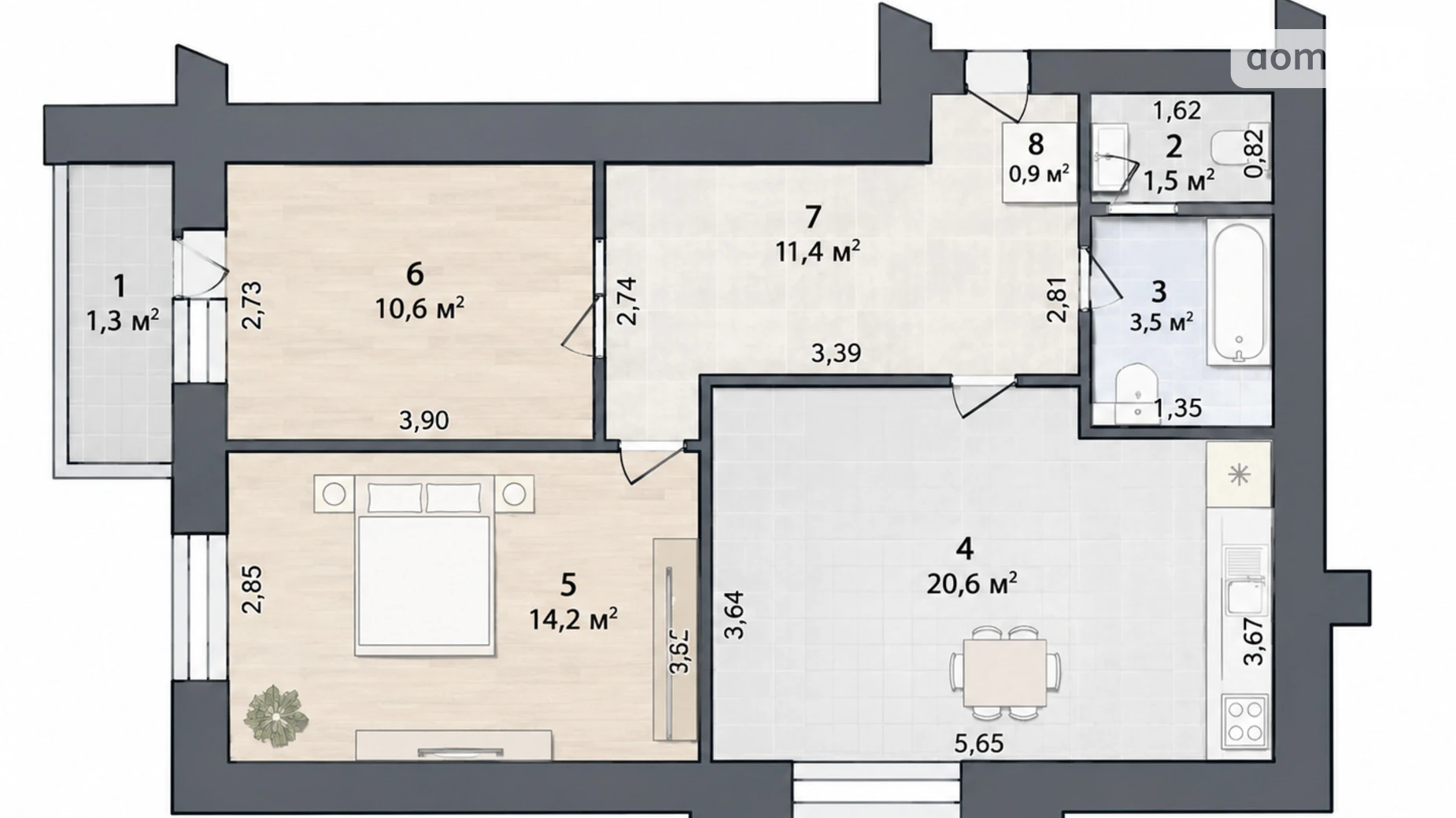 2-кімнатна квартира 63.1 кв. м у Тернополі, цена: 75000 $ - фото 5