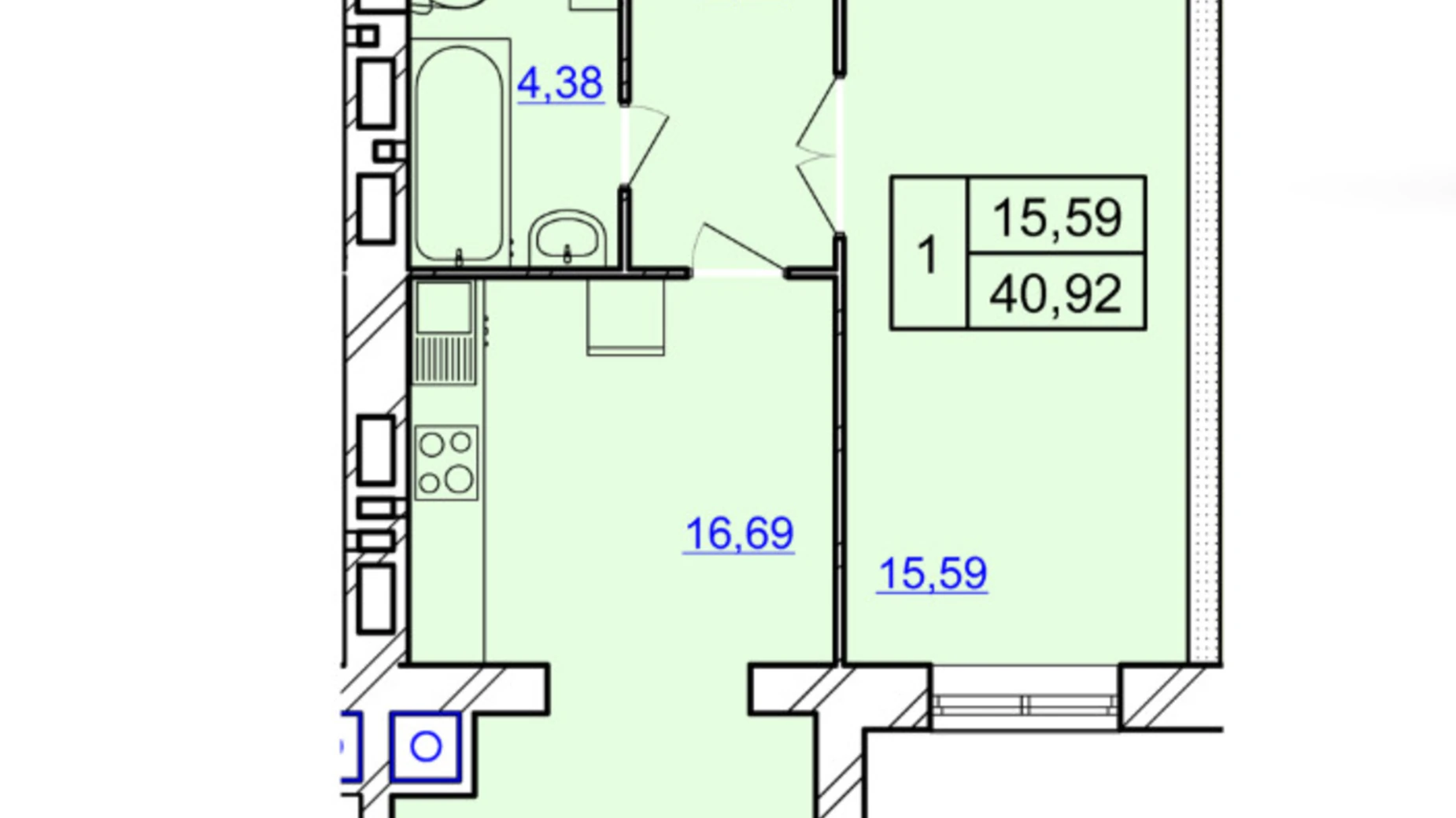 Продается 1-комнатная квартира 41 кв. м в Хмельницком, ул. Мазура Николая - фото 4