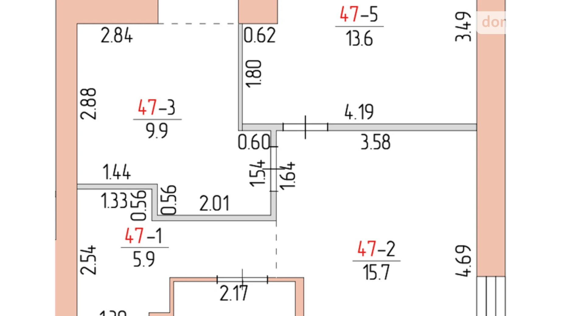 Продается 2-комнатная квартира 54.8 кв. м в, цена: 38360 $ - фото 2