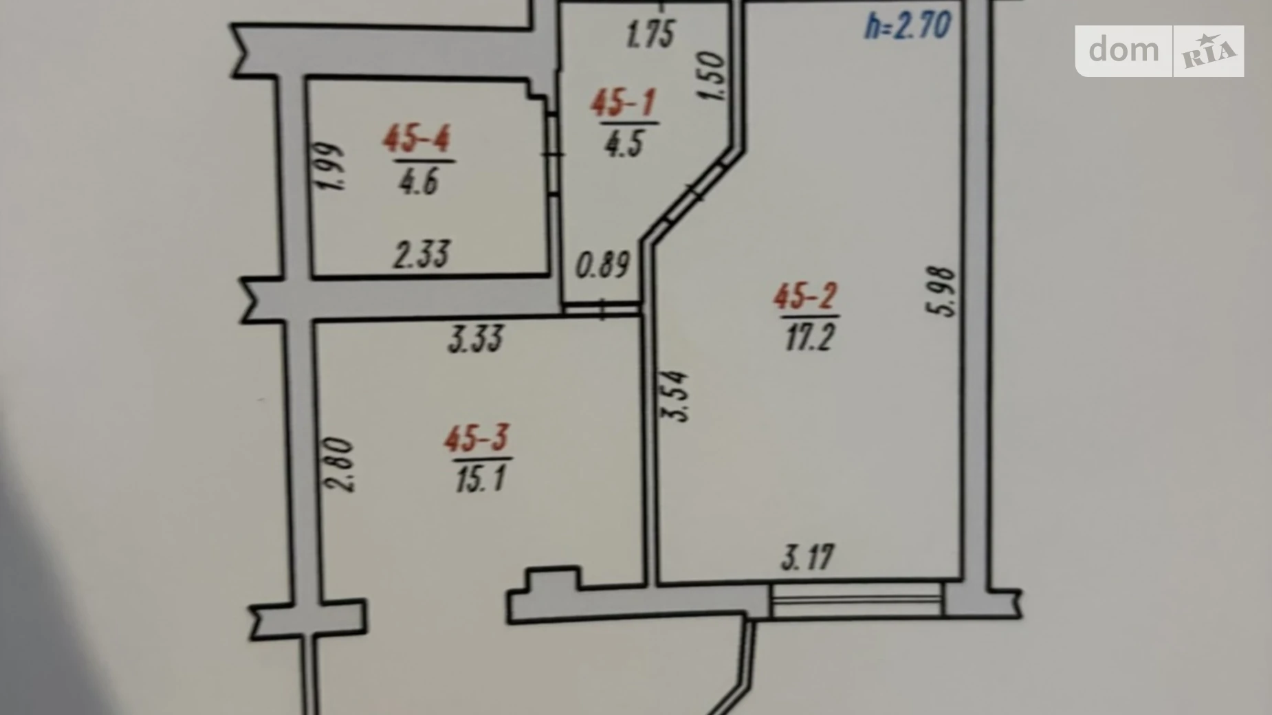 Продается 1-комнатная квартира 41.4 кв. м в Хмельницком, цена: 45000 $ - фото 2