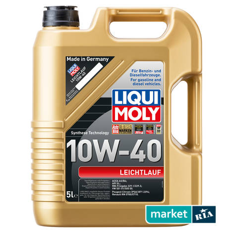 Liqui Moly Leichtlauf 10W-40 5 л.  | полусинтетическое моторное масло: фото