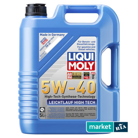 Liqui Moly Leichtlauf High Tech 5W-40 5 л.  | синтетическое моторное масло: фото