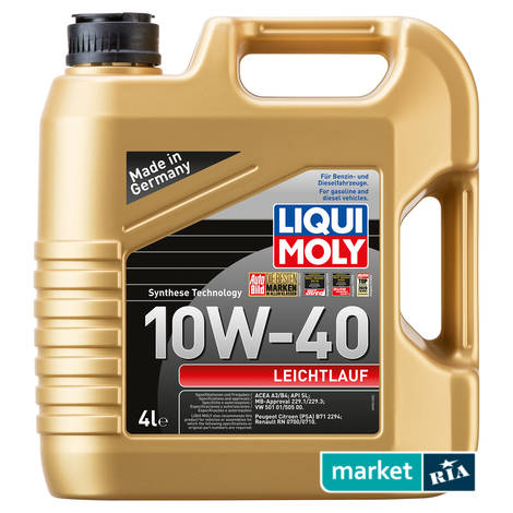 Liqui Moly Leichtlauf 10W-40 4 л.  | полусинтетическое моторное масло: фото