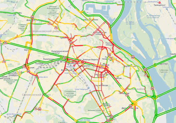 Центр Киева застыл в пробках